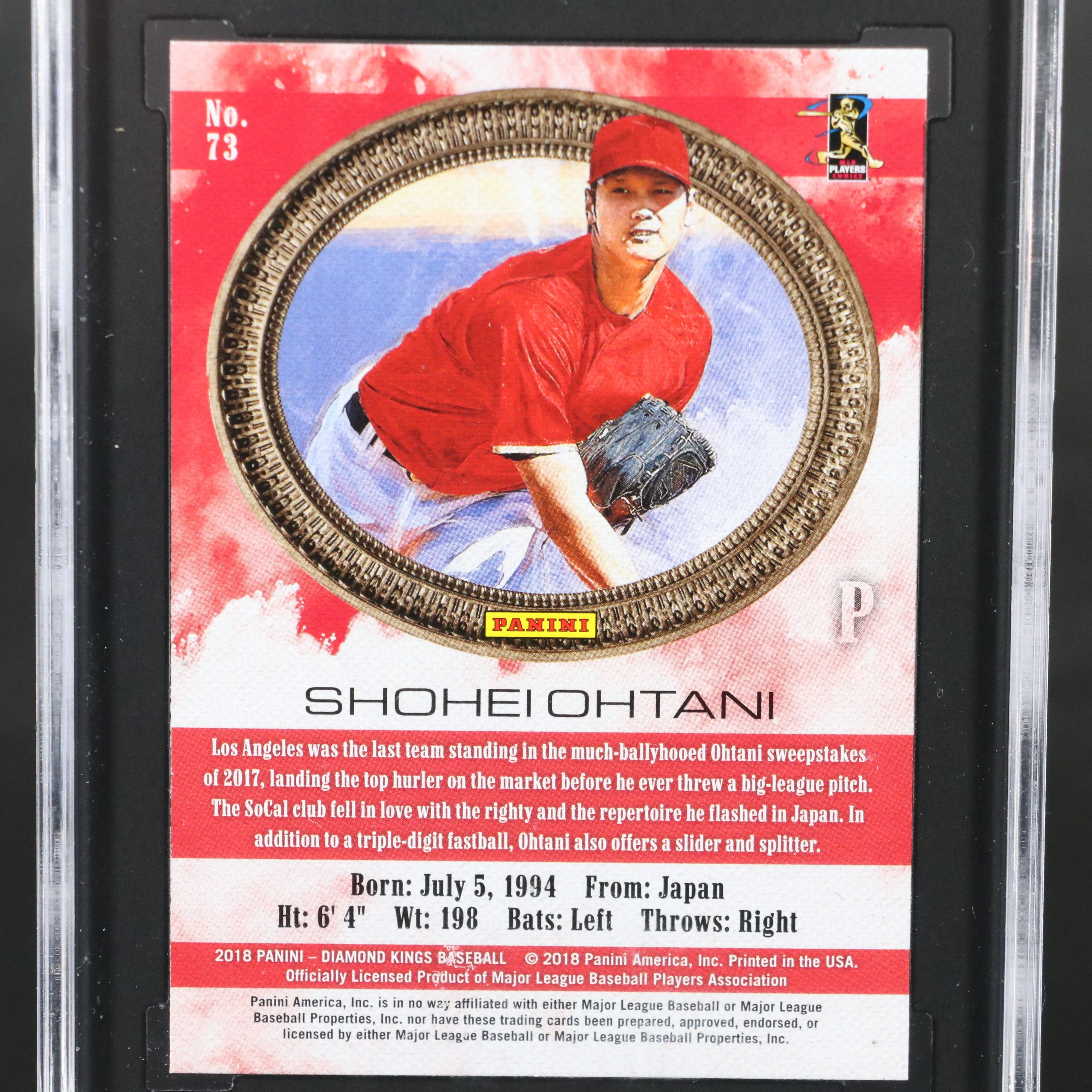 2018 Diamond Kings Shohei Ohtani Rookie Baseball Card Graded SGC 10