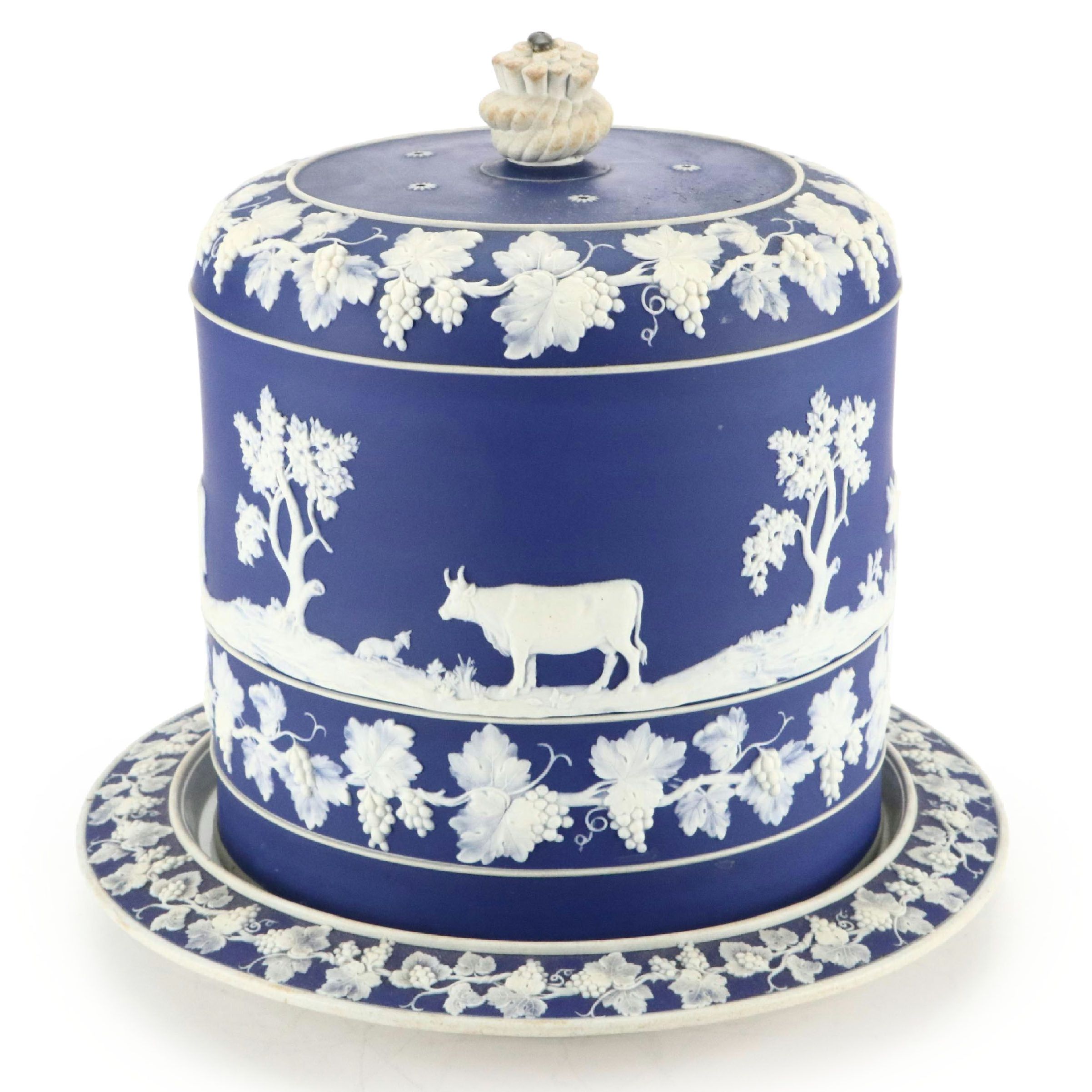 English Jasperware Cheese Dome, 19th Century