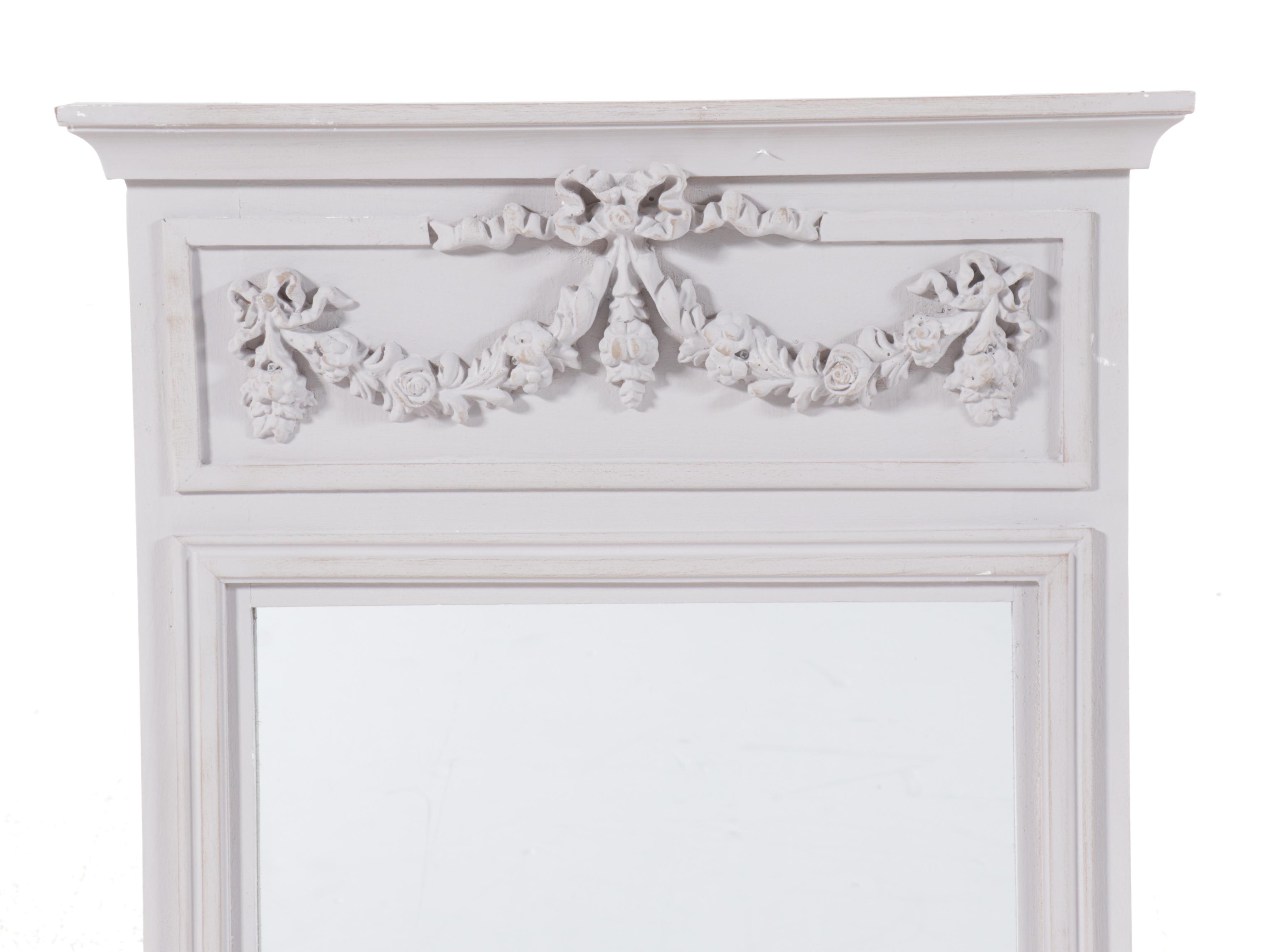 Louis XVI Style Painted Wood Framed Wall Mirror
