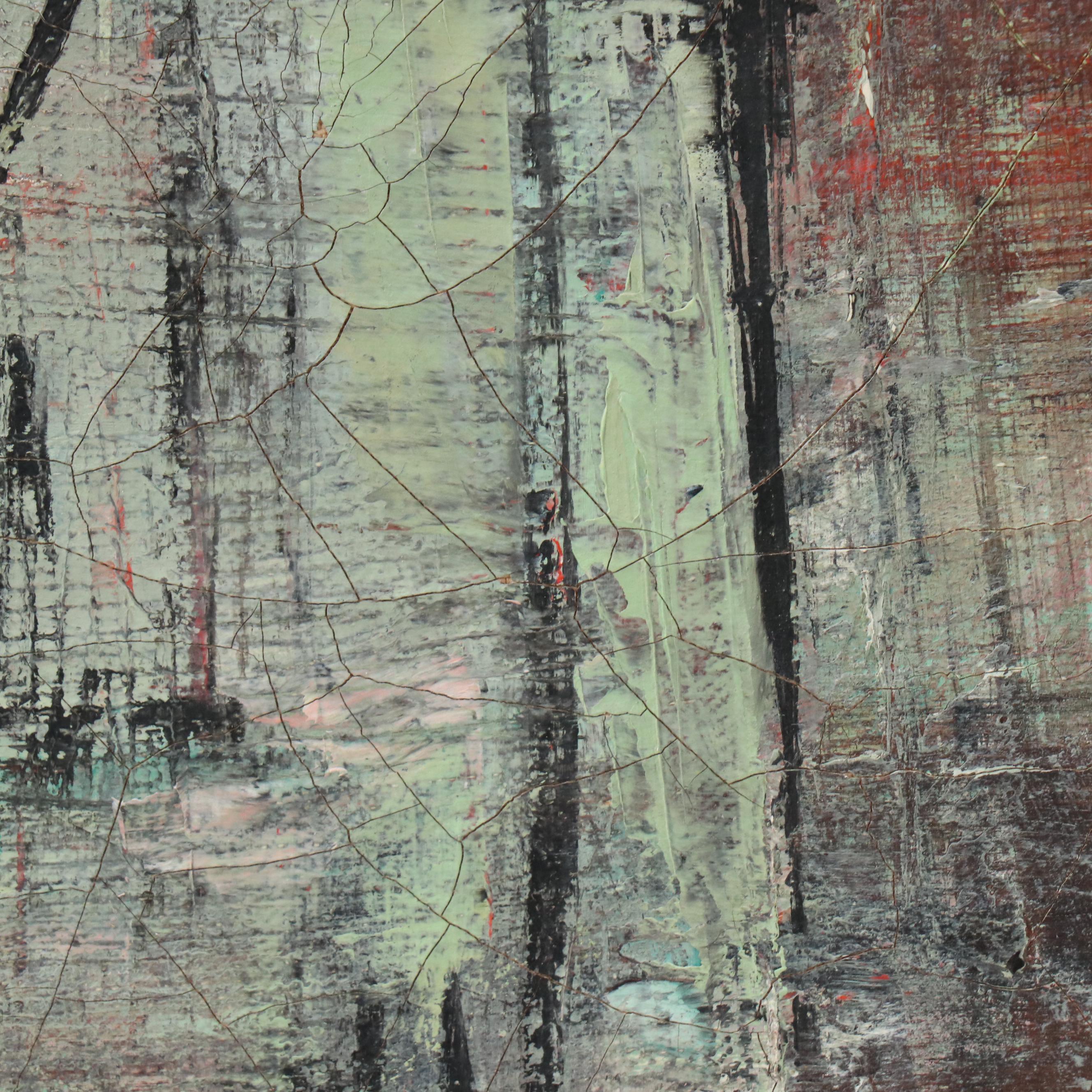 Mid Century Modern Harbor Oil Painting, Mid–Late 20th Century