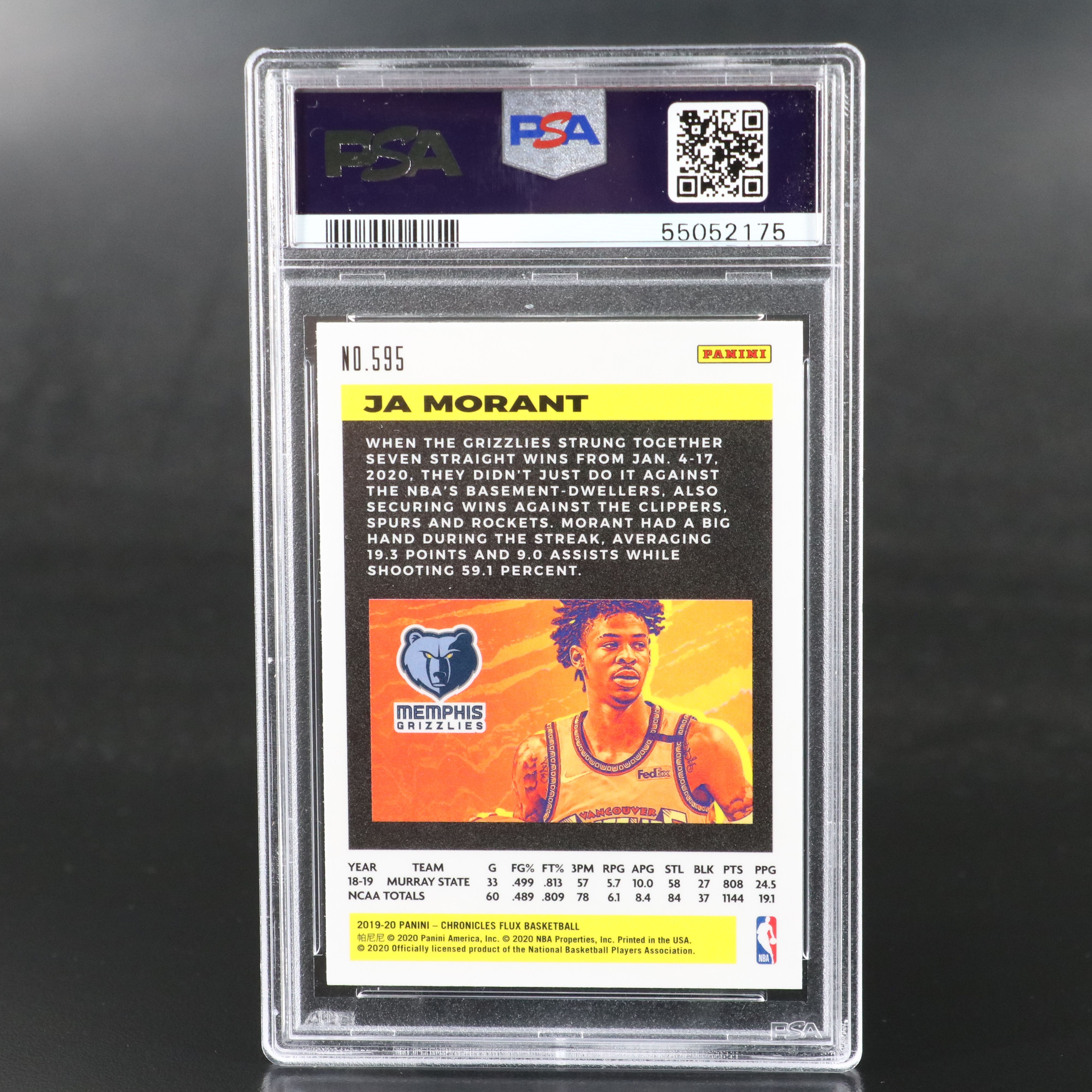 2019 Chronicles Flux Ja Morant Rookie Basketball Card Graded PSA 10