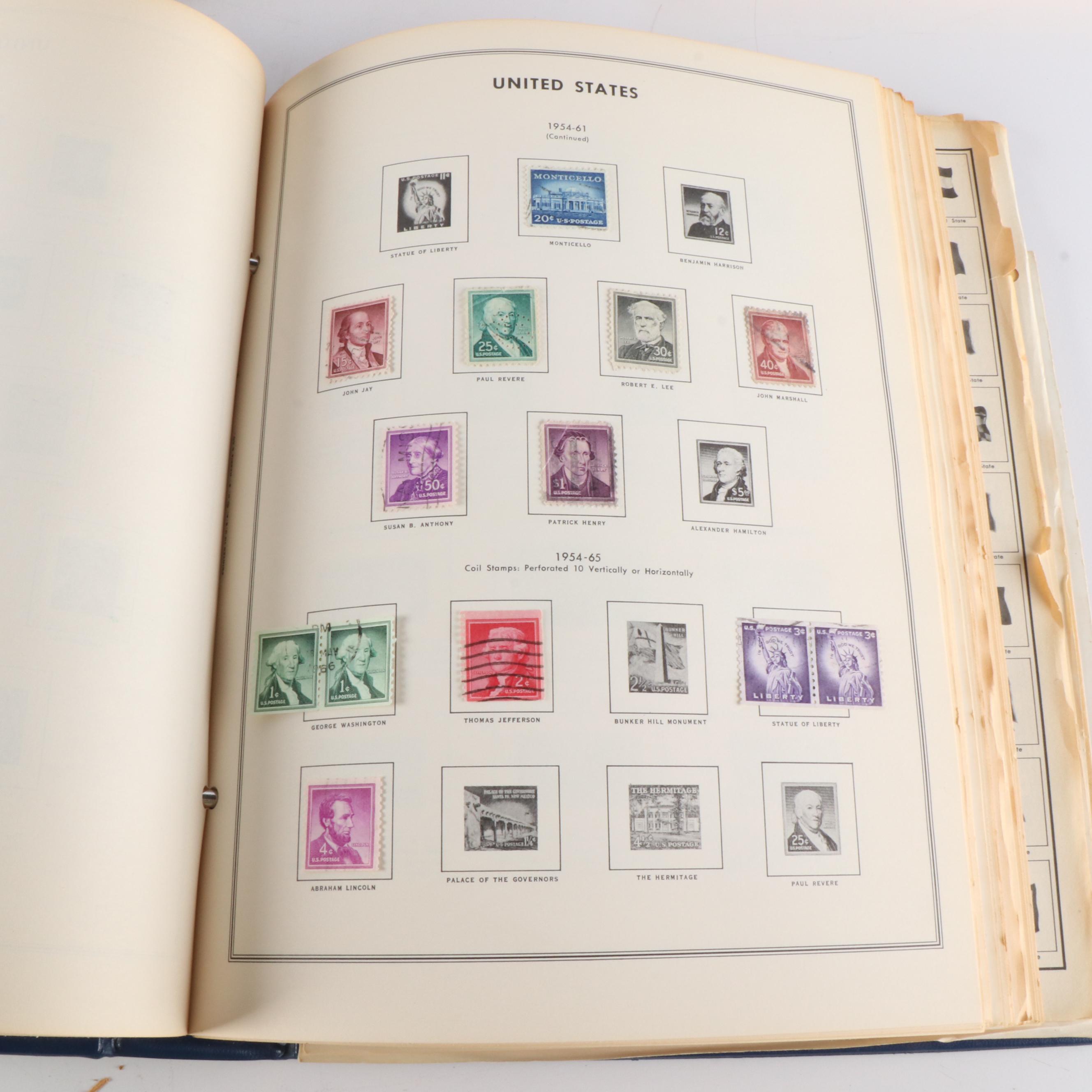 Collection of Nine Stamp Albums and Binders with Used U.S. and Foreign Stamps