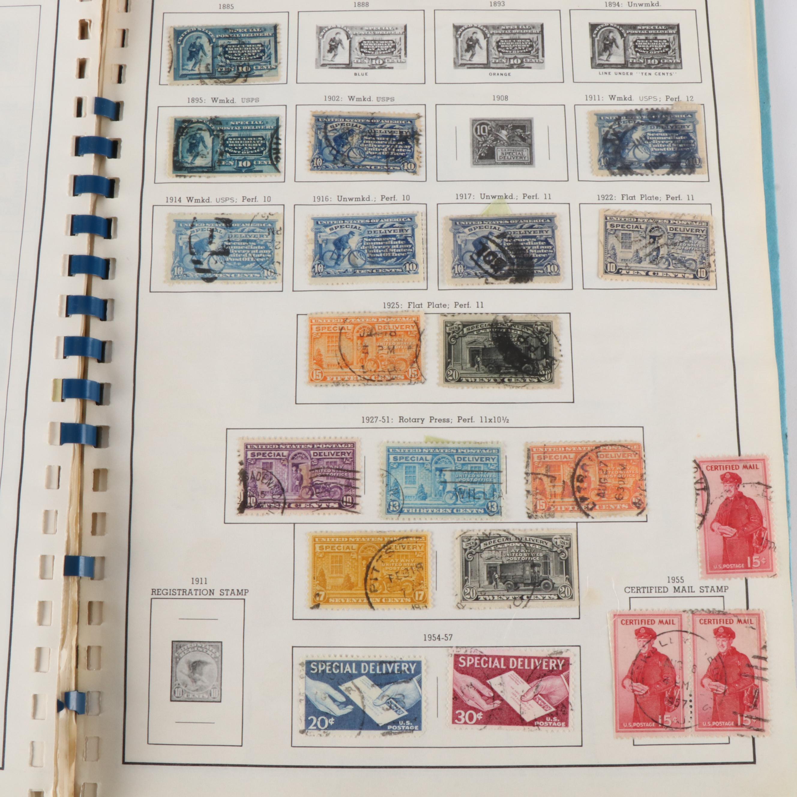 Collection of Nine Stamp Albums and Binders with Used U.S. and Foreign Stamps