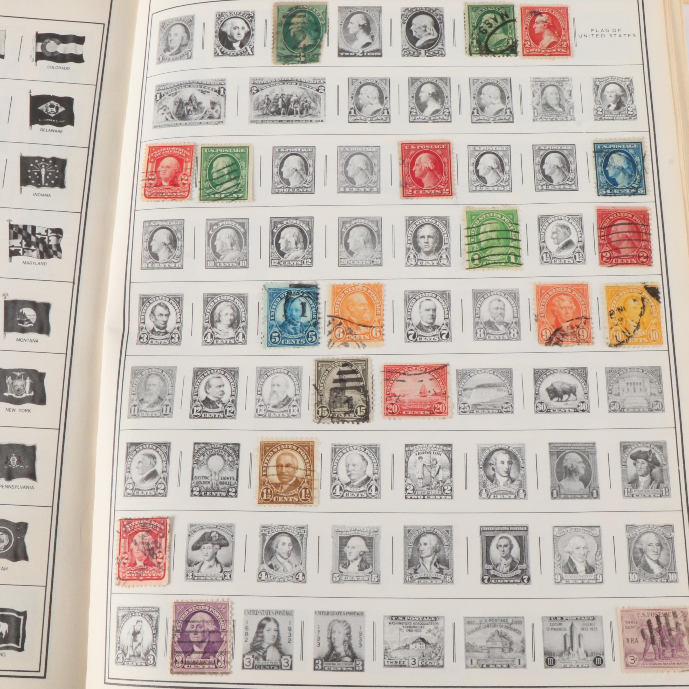Collection of Nine Stamp Albums and Binders with Used U.S. and Foreign Stamps