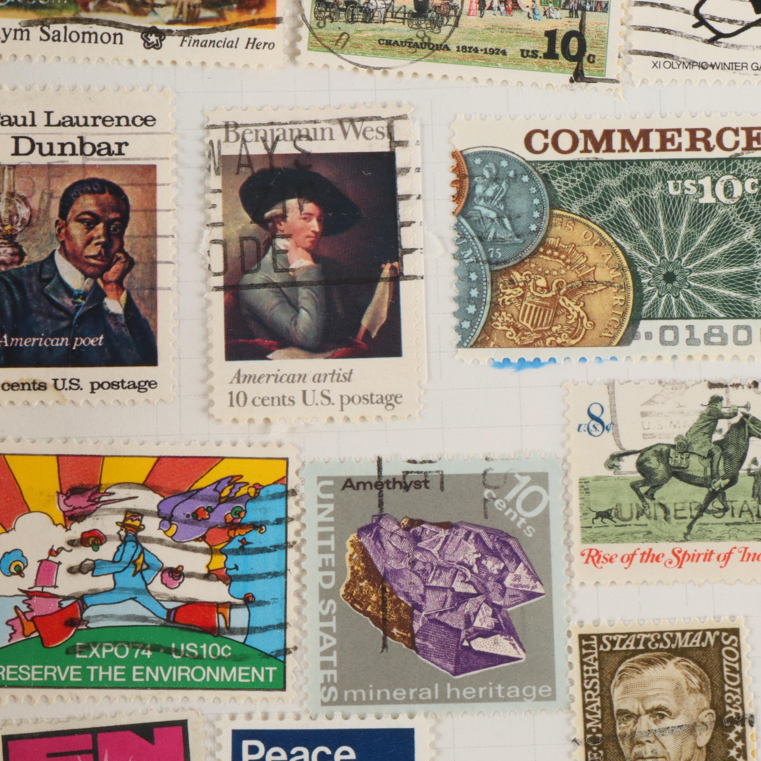 Collection of Nine Stamp Albums and Binders with Used U.S. and Foreign Stamps