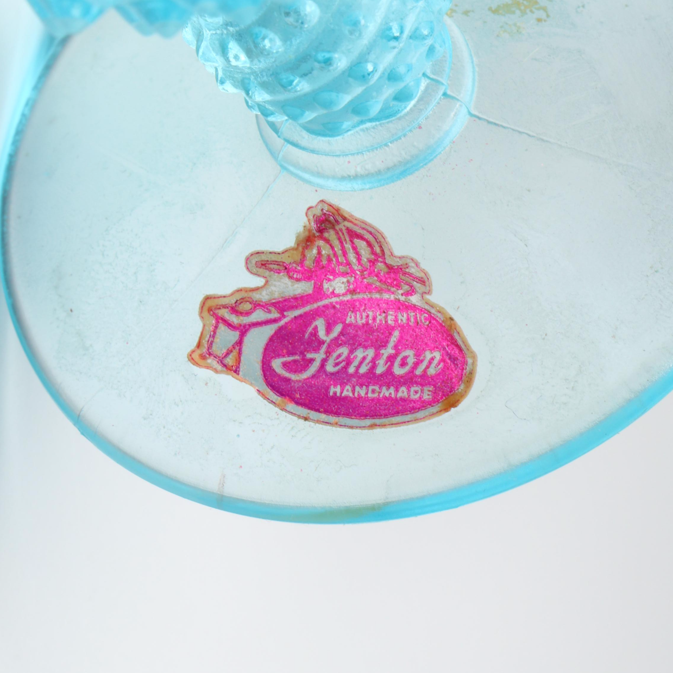 Fenton Hobnail Opalescent Blue Wine and Cordial Glasses, Mid-20th Century