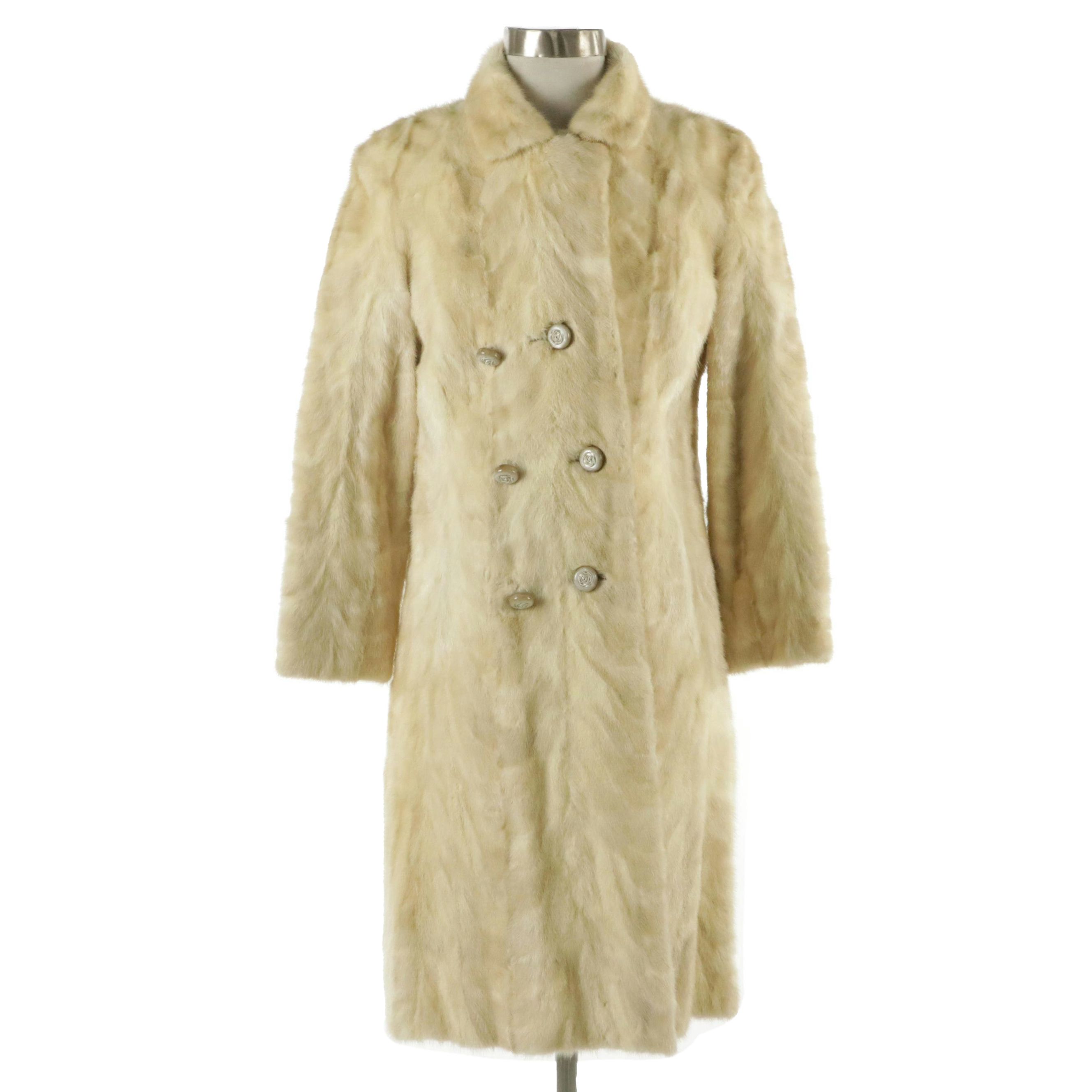 Blonde Mink Paw Fur Double-Breasted Coat, 1960s