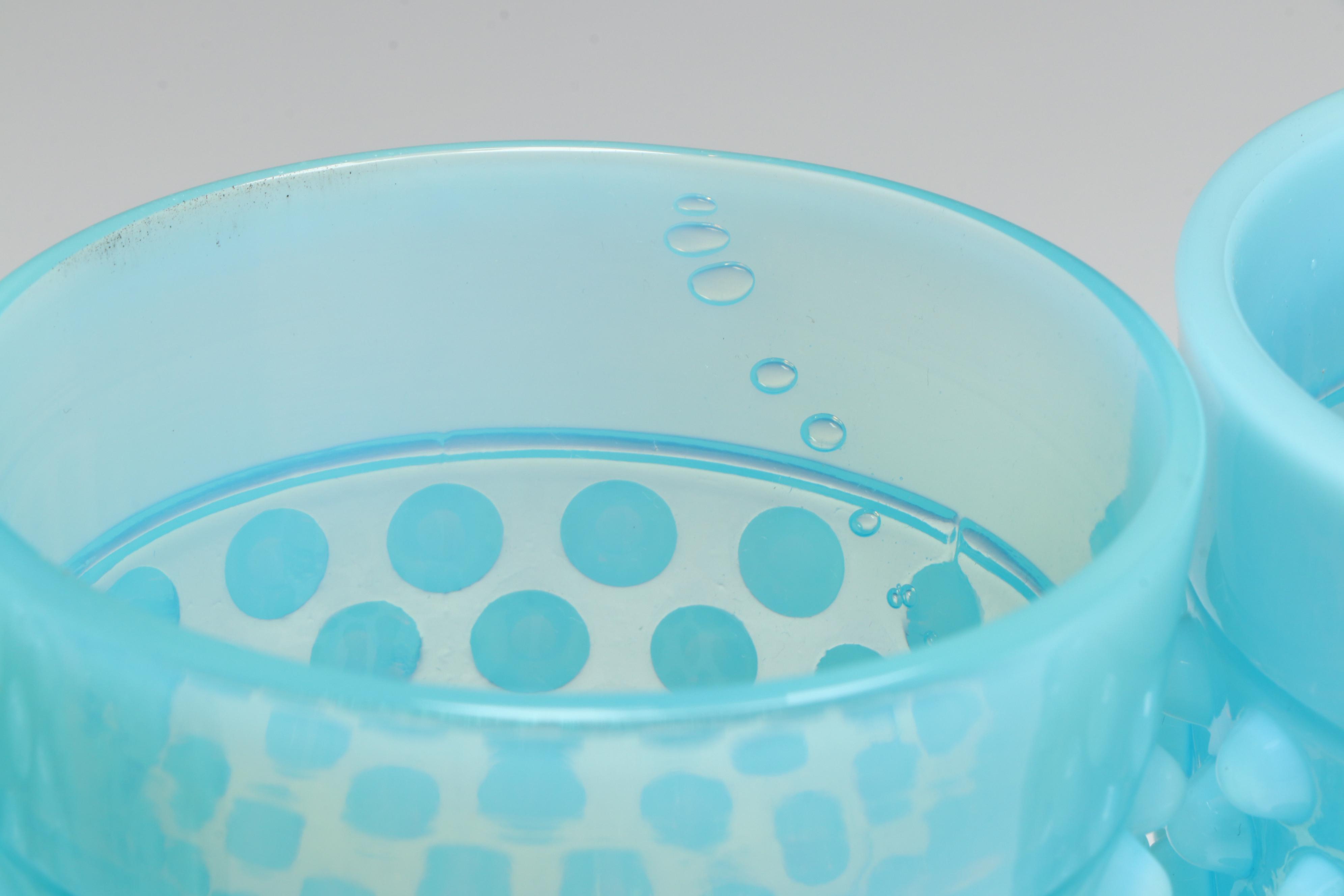 Fenton Hobnail Opalescent Blue Hobnail Flat Tumblers with Other Glasses