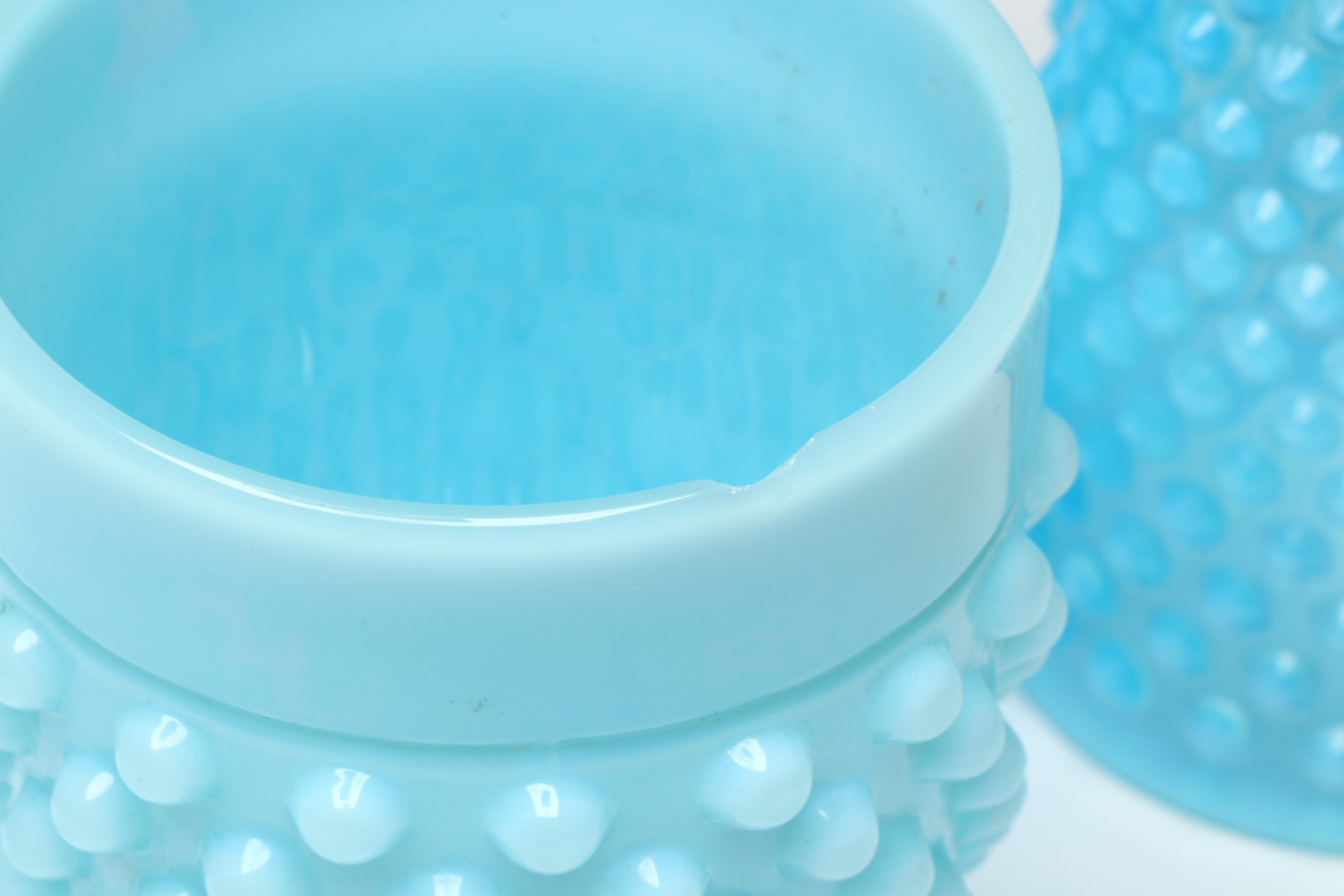 Fenton Hobnail Opalescent Blue Hobnail Flat Tumblers with Other Glasses