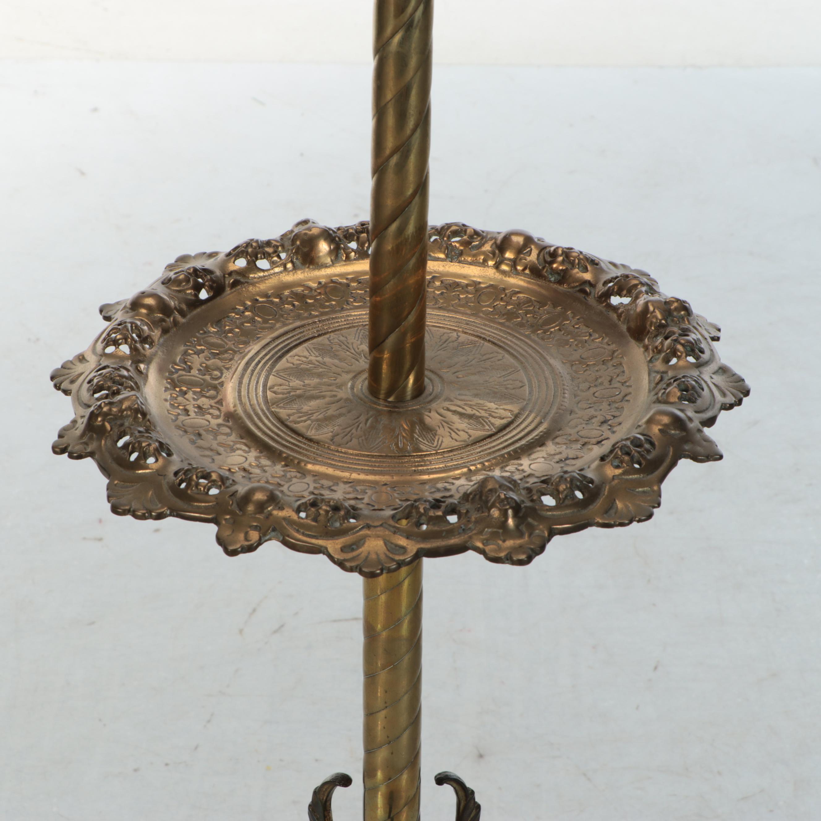 Victorian Style Brass Floor Lamp with Glass Chimney