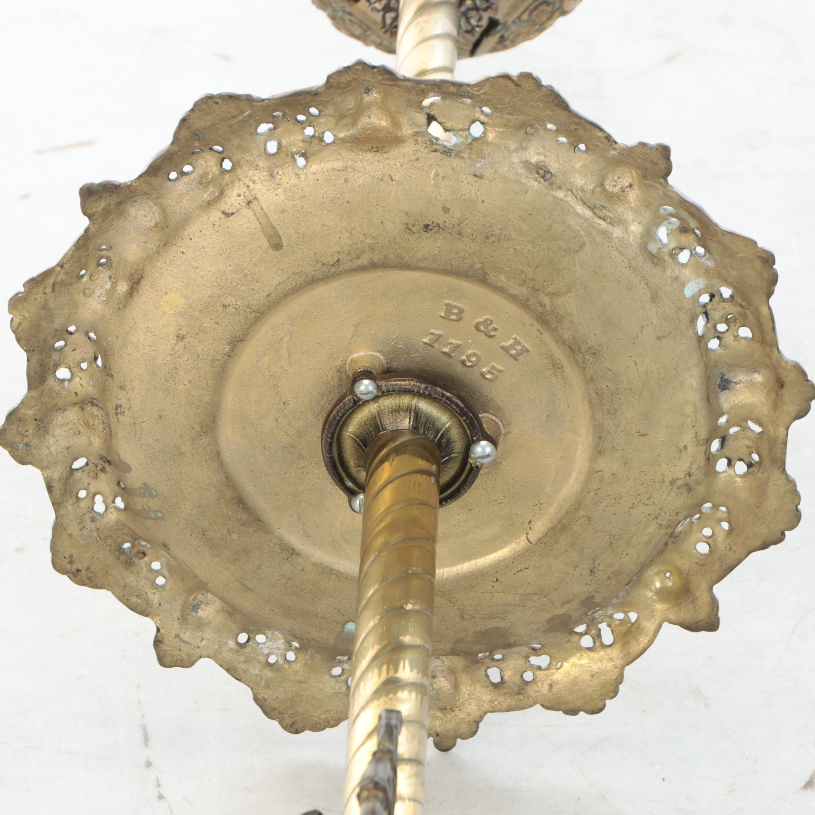 Victorian Style Brass Floor Lamp with Glass Chimney