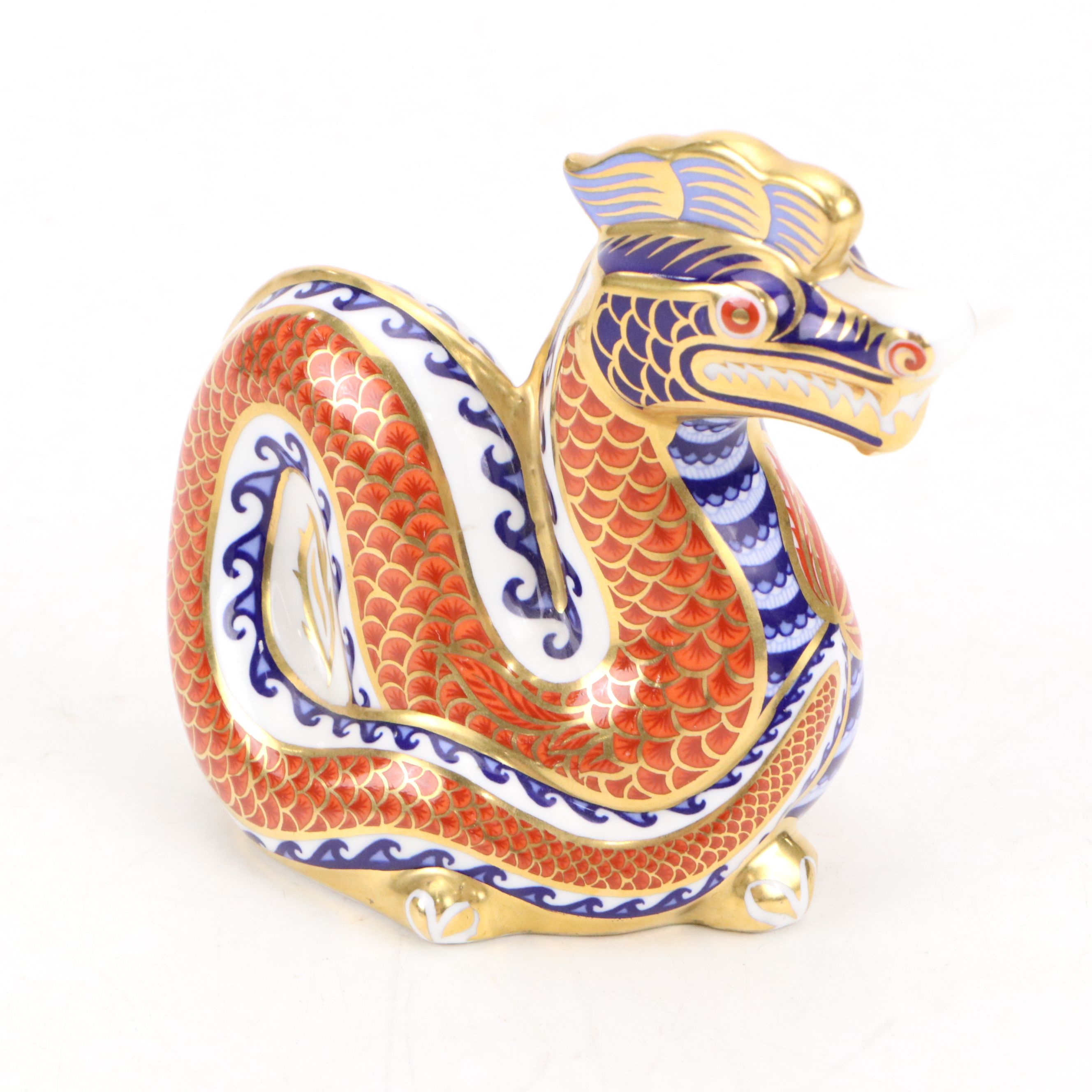 Royal Crown Derby Imari Collection Bone China Dragon Paperweight