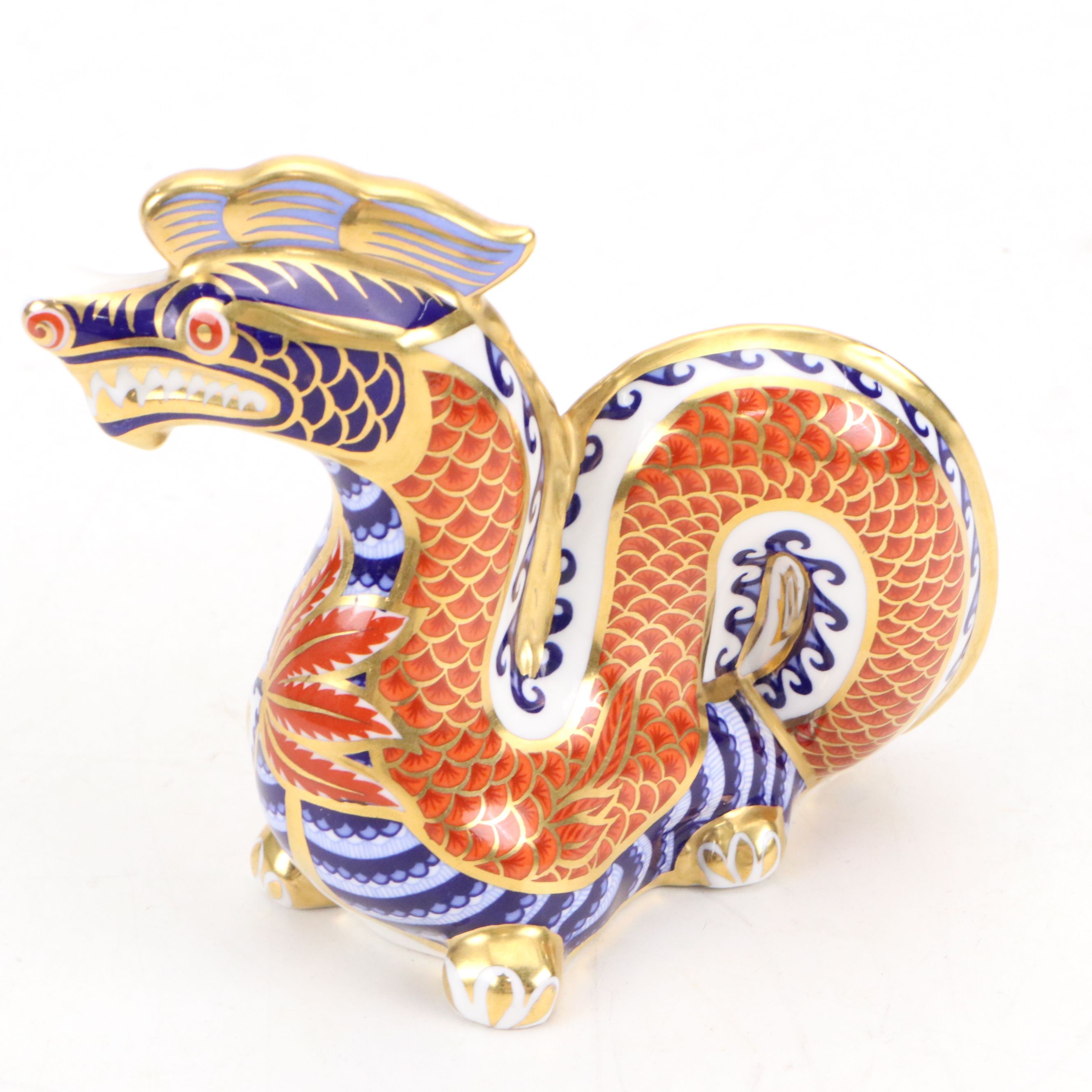 Royal Crown Derby Imari Collection Bone China Dragon Paperweight