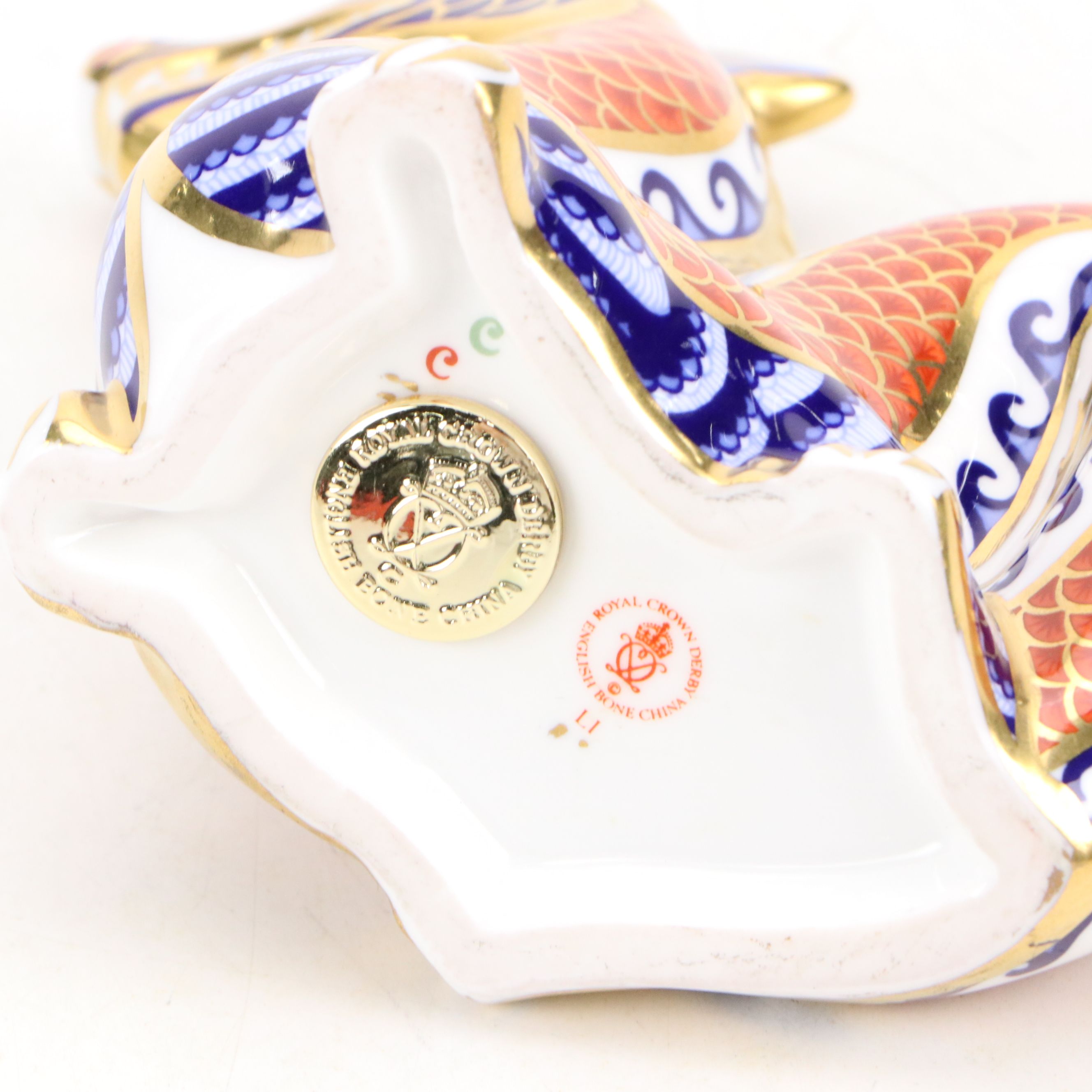 Royal Crown Derby Imari Collection Bone China Dragon Paperweight