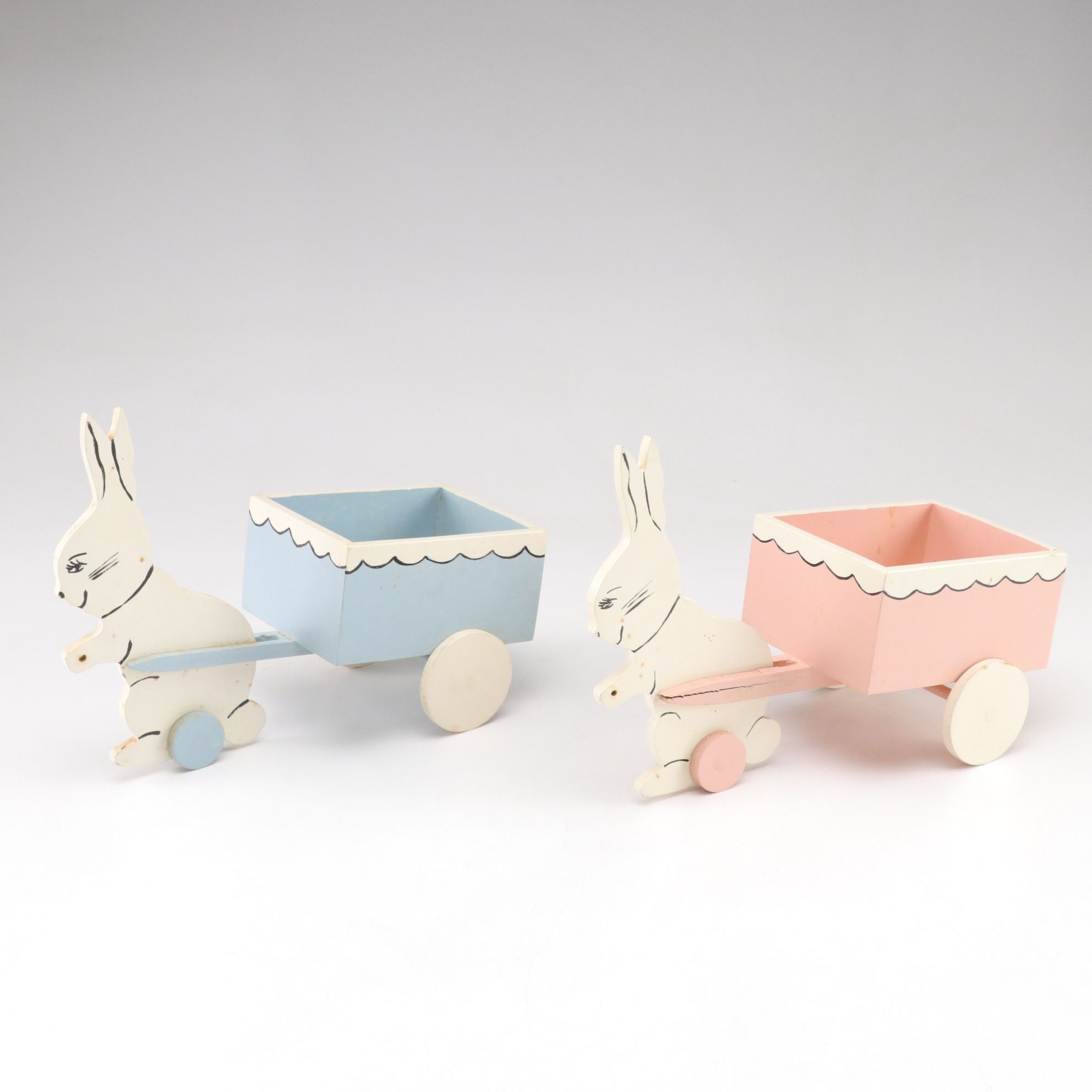 Wooden Jumping Jack Pull String "Easter Bunny" with Cookie Mold and Other Decor