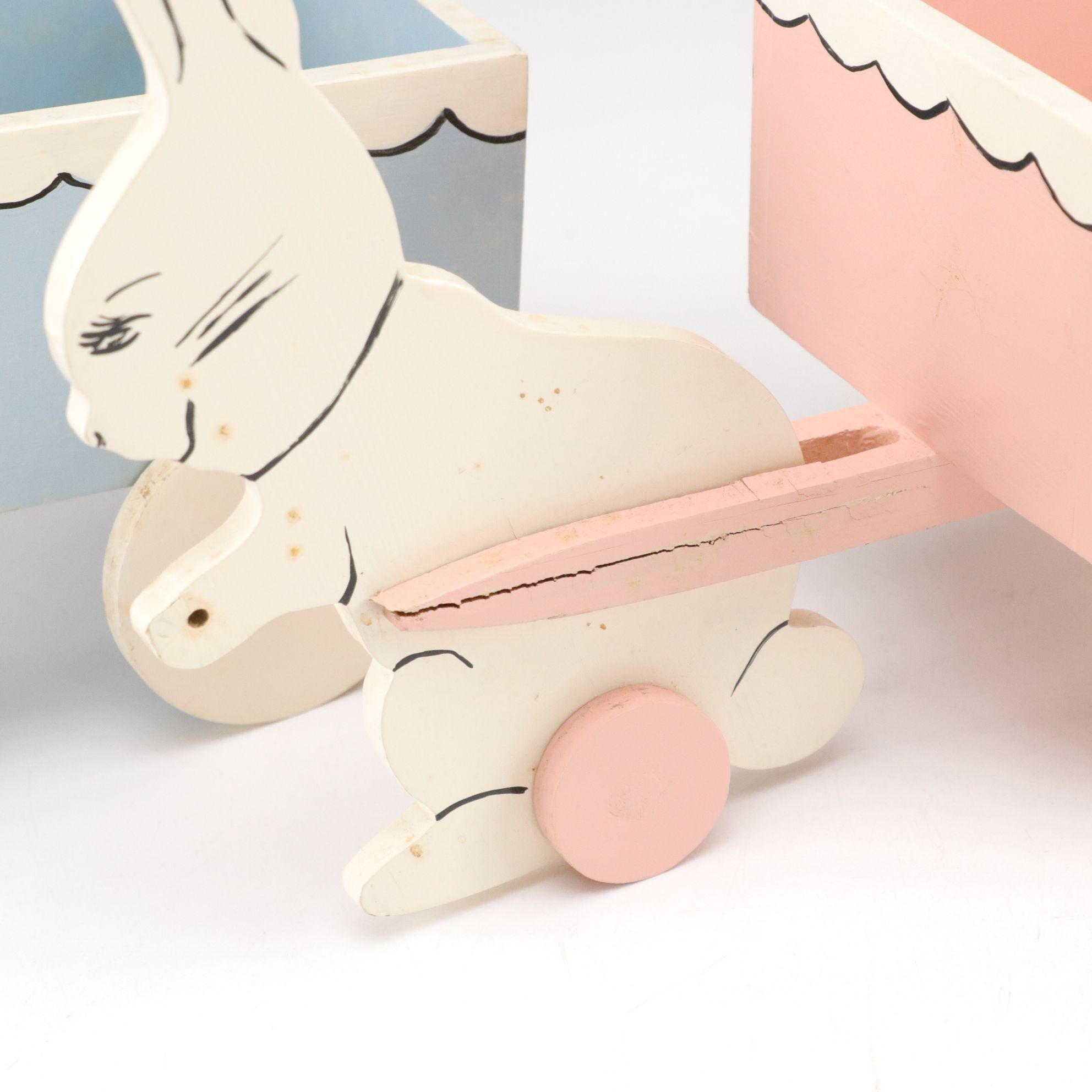 Wooden Jumping Jack Pull String "Easter Bunny" with Cookie Mold and Other Decor