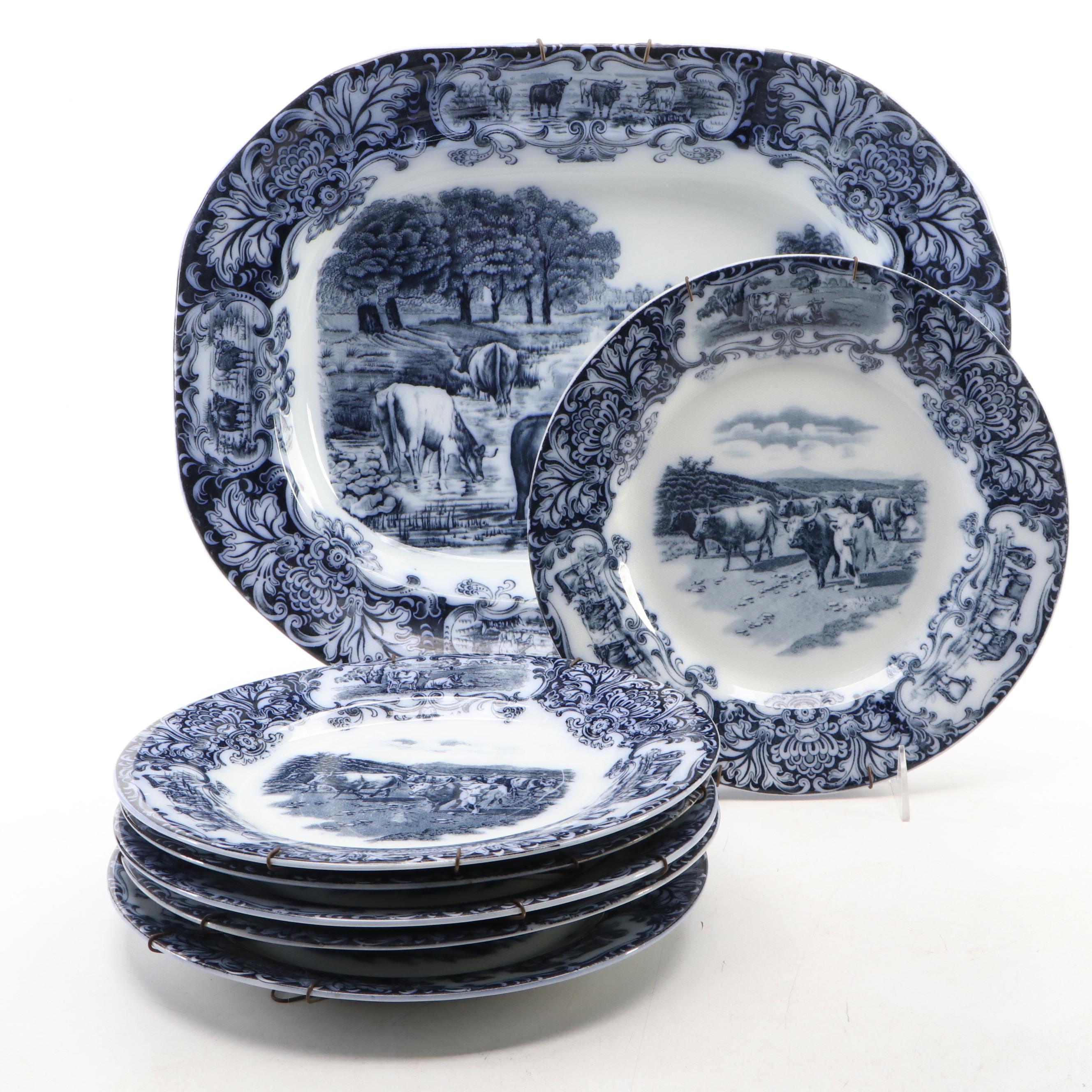 Wedgwood & Co. Cow Pattern Ceramic Dinnerware, Late 19th/Early 20th Century