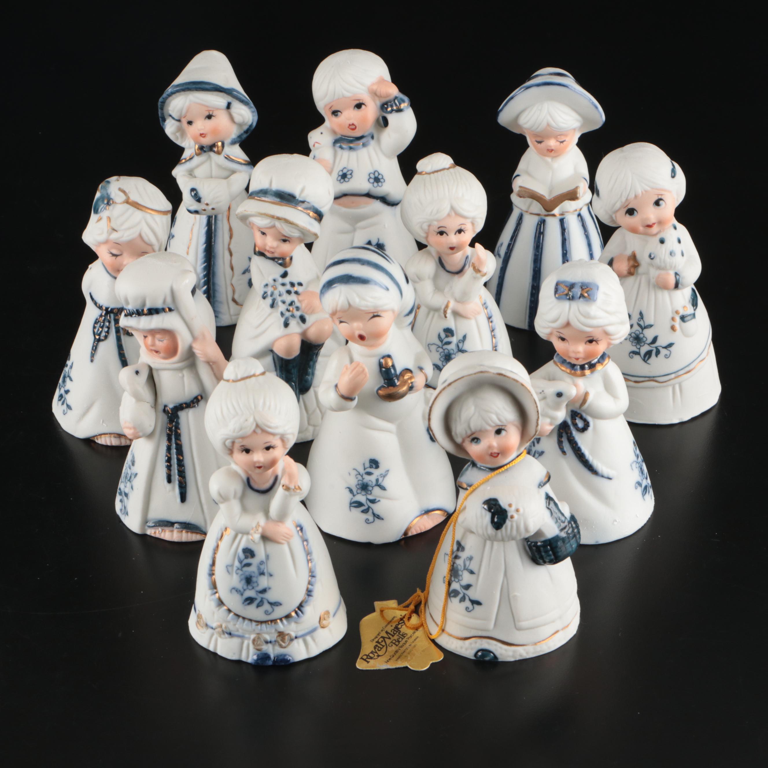 Royal Majestic Figural Bisque Bells, 1980