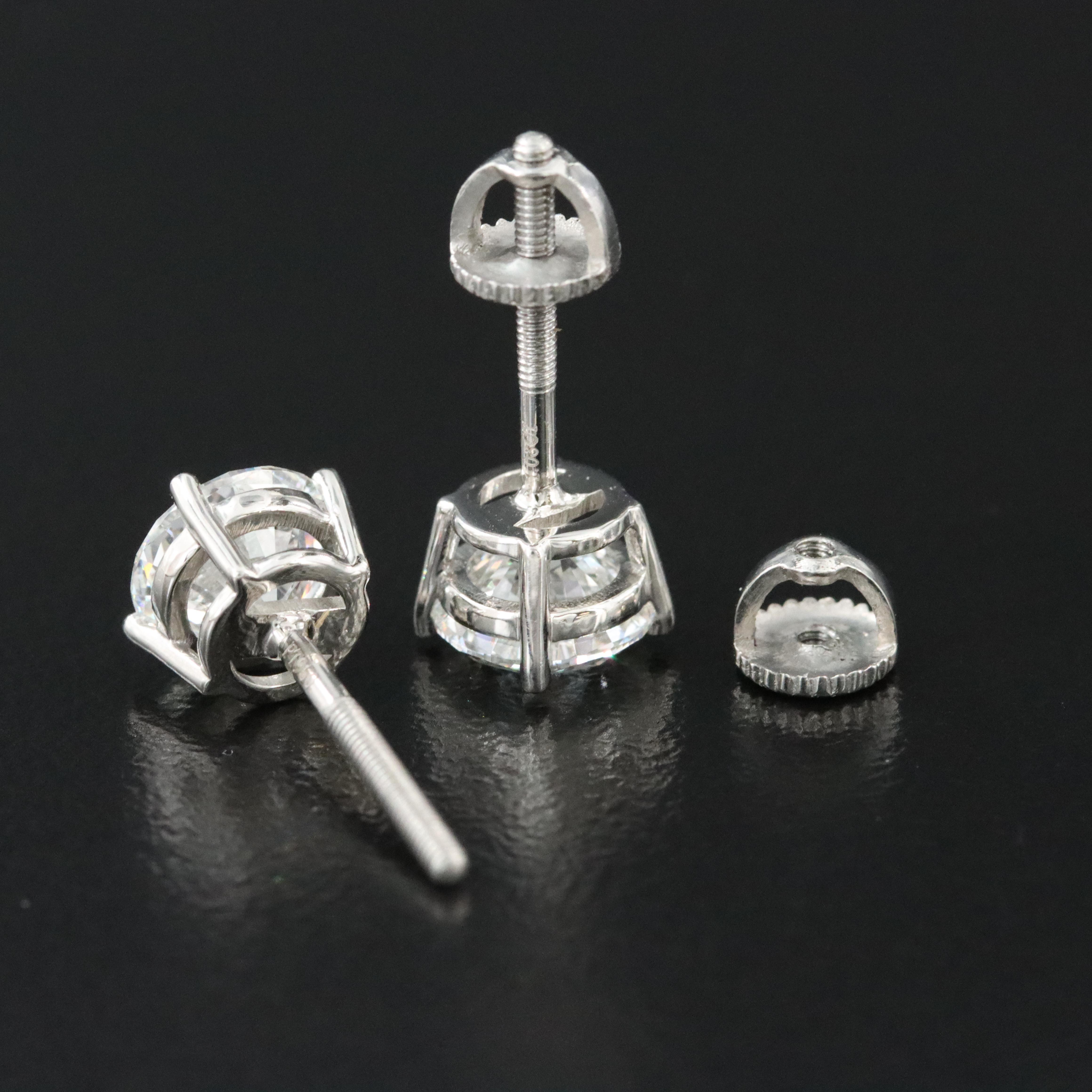 Platinum 2.16 CTW Lab Grown Diamond Stud Earrings with IGI Reports