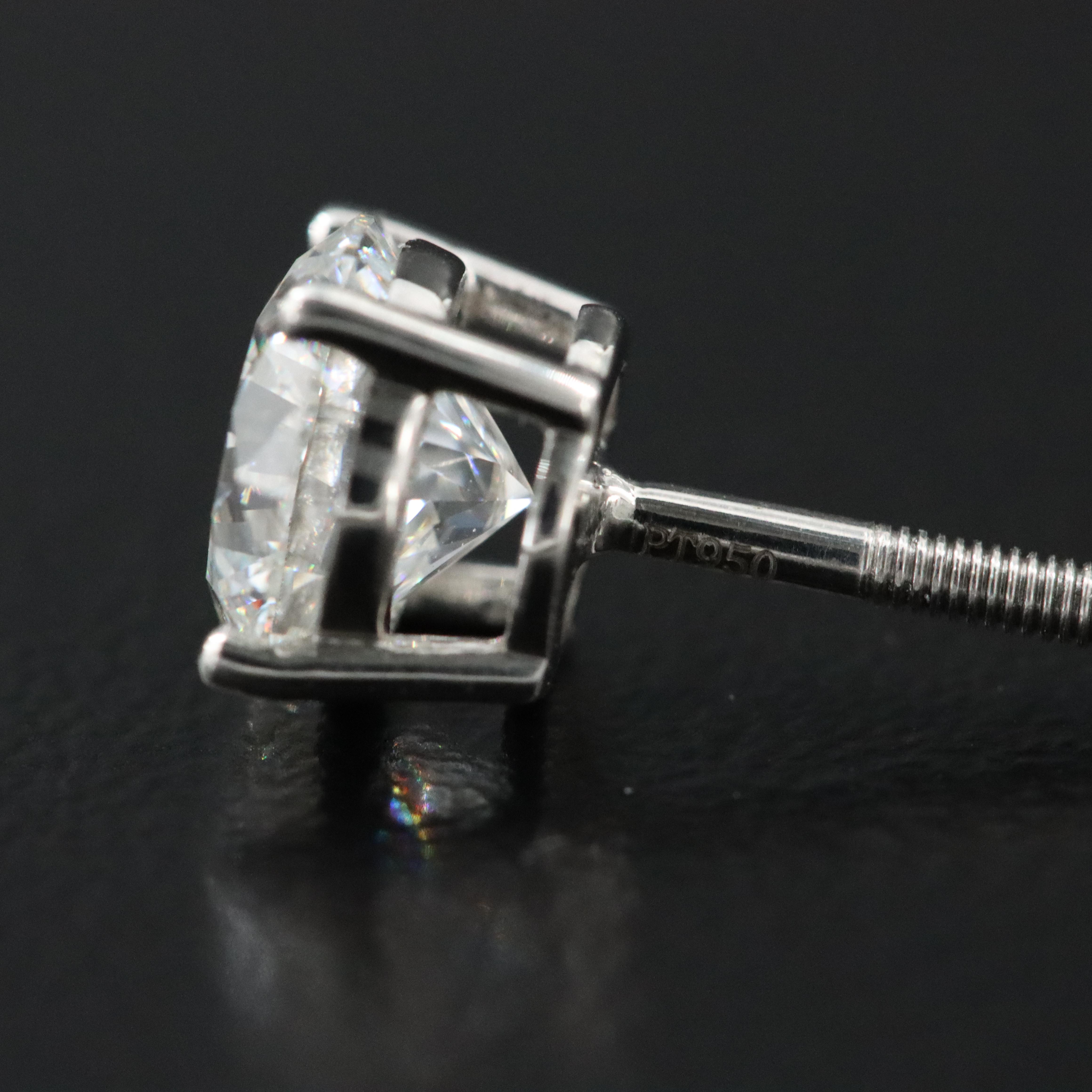 Platinum 2.16 CTW Lab Grown Diamond Stud Earrings with IGI Reports