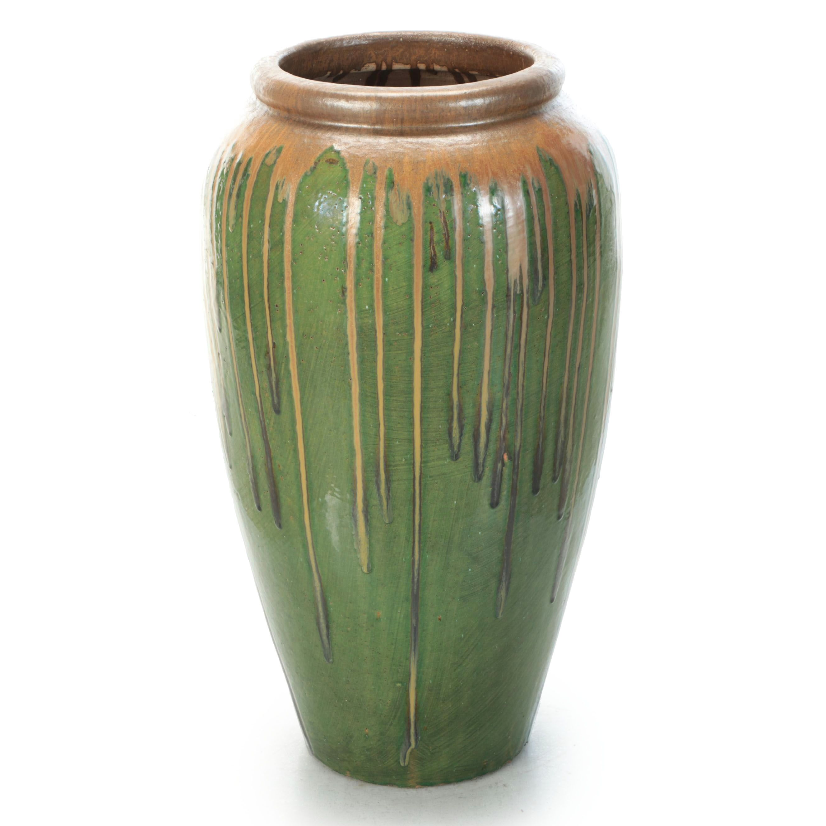 Large Drip Glaze Pottery Vase
