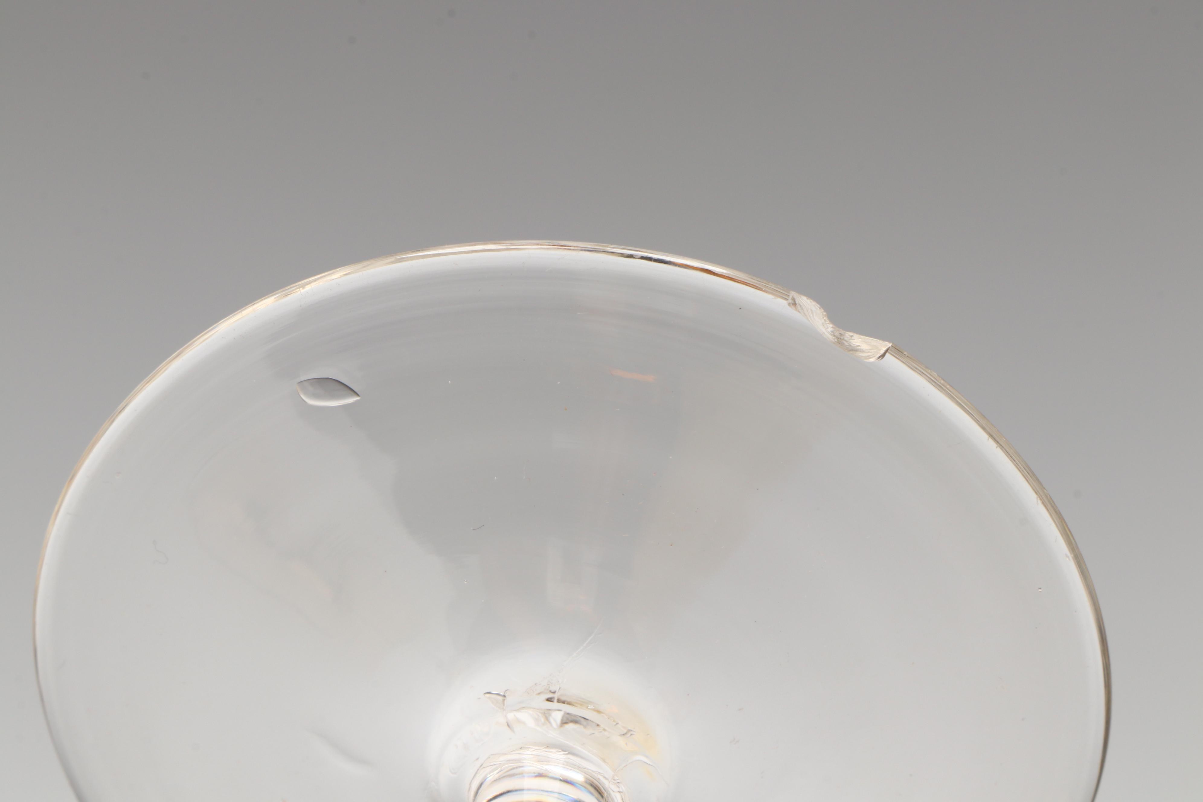 Amber and Clear Stem Wine Glasses with Bohemian Cut Glass Vase