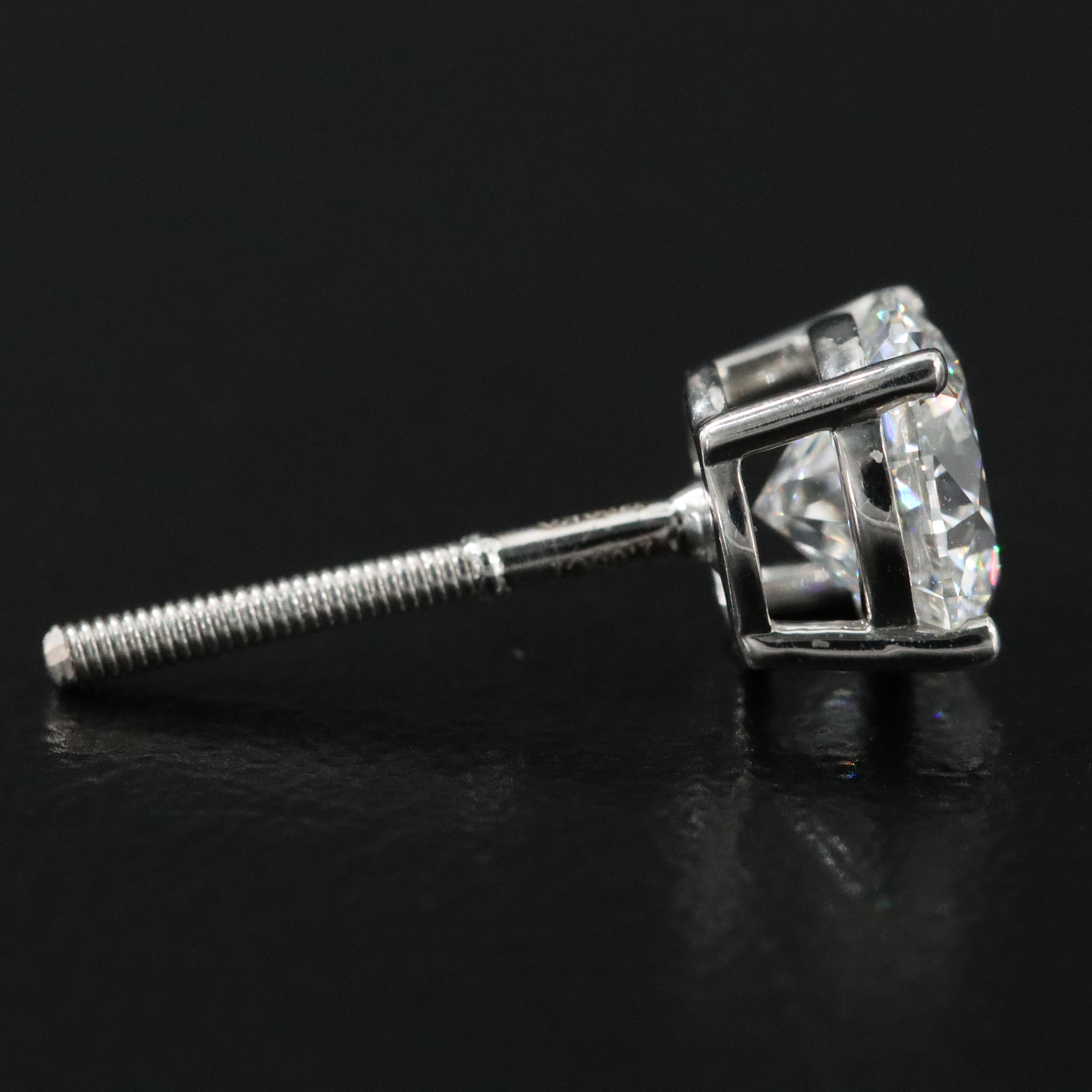 Platinum 2.10 CTW Lab Grown Diamond Solitaire Stud Earrings with IGI Reports