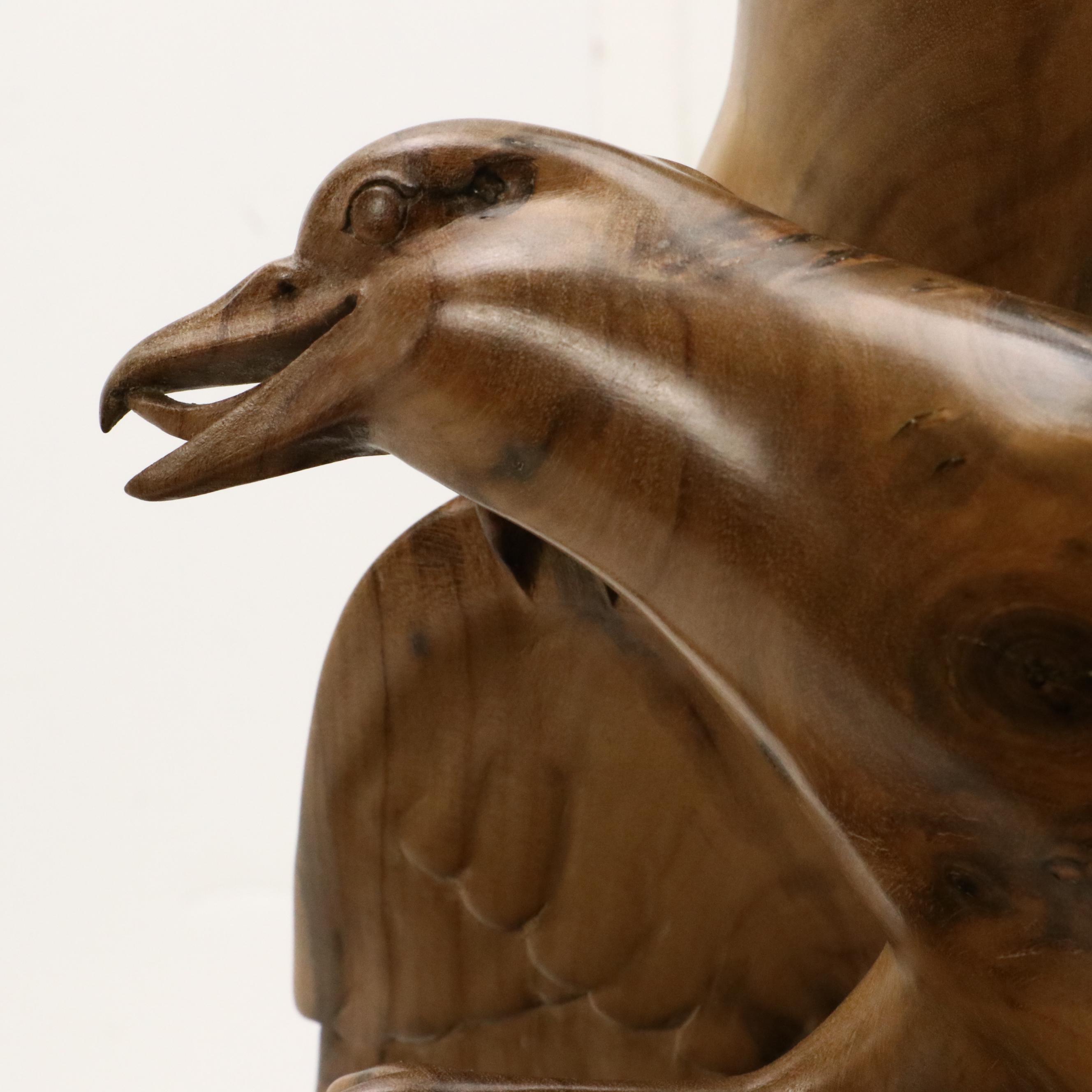 Hand-Carved Hibiscus Wood Sculpture of Seagulls