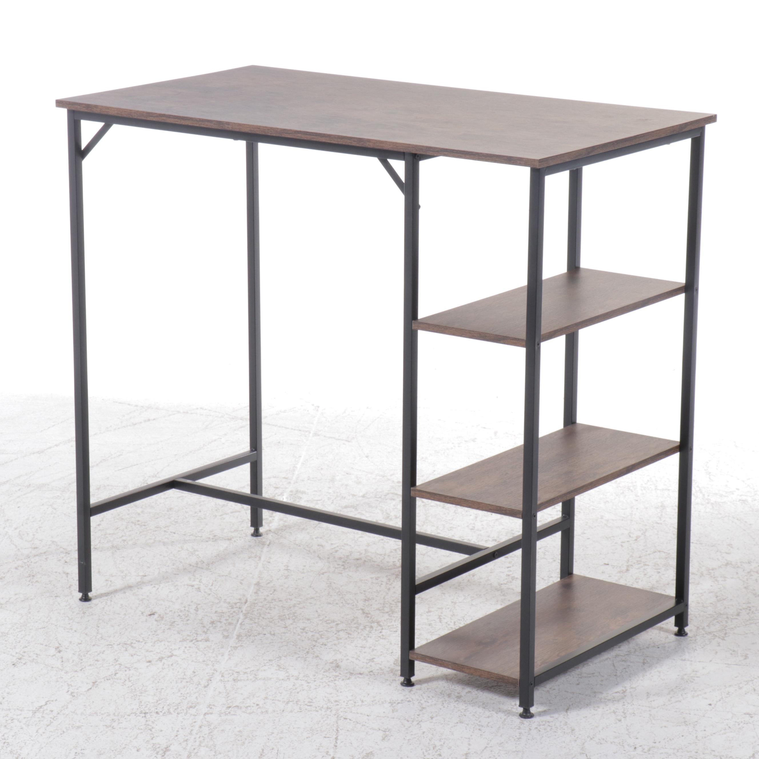 HomCom Contemporary Industrial Style Wood and Metal Kitchen Table and Stools