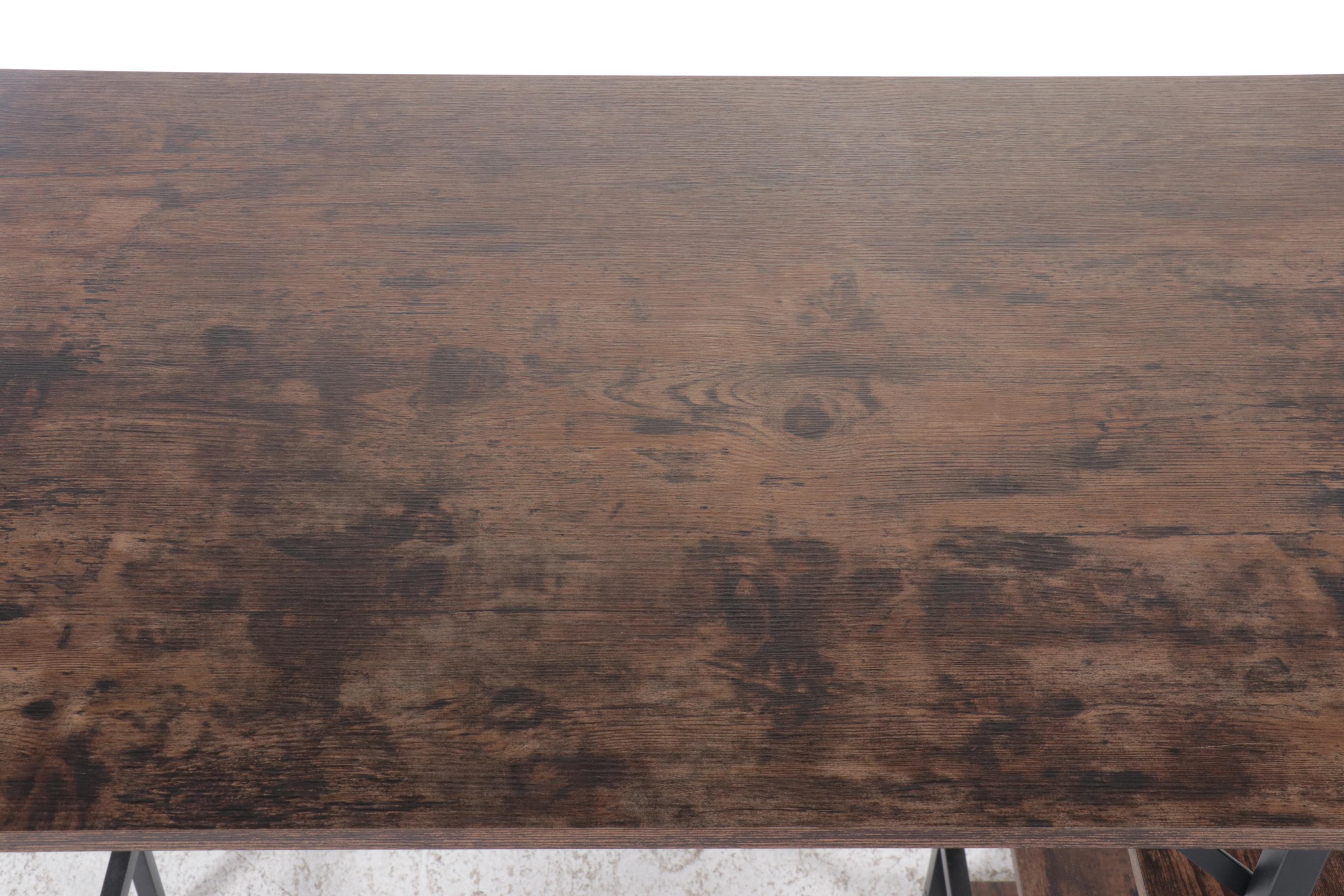 HomCom Contemporary Industrial Style Wood and Metal Kitchen Table and Stools