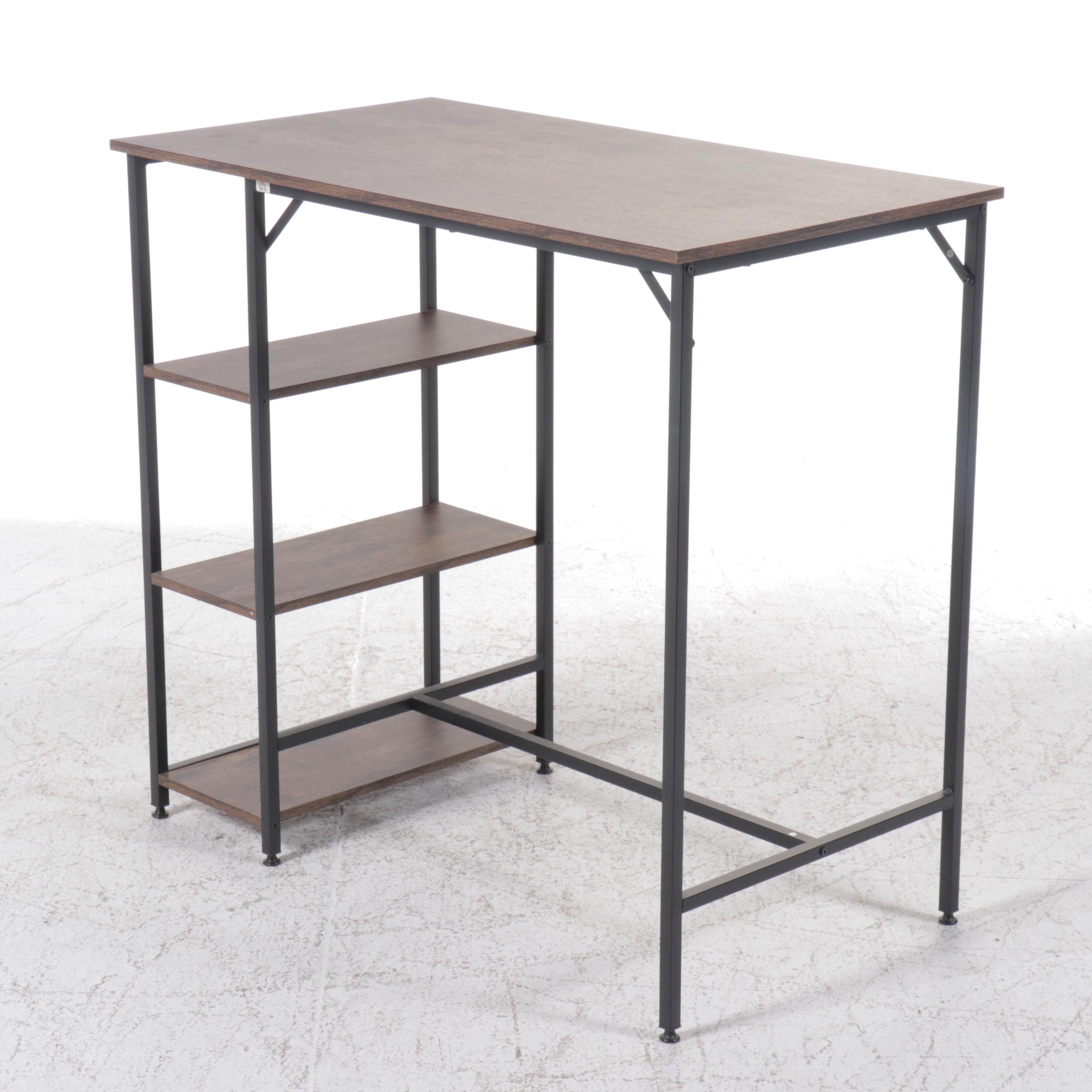 HomCom Contemporary Industrial Style Wood and Metal Kitchen Table and Stools