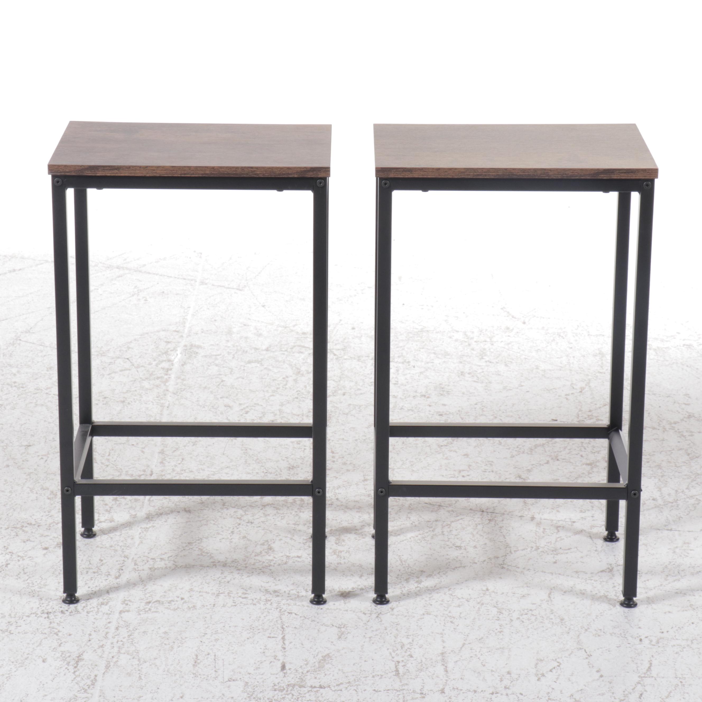 HomCom Contemporary Industrial Style Wood and Metal Kitchen Table and Stools