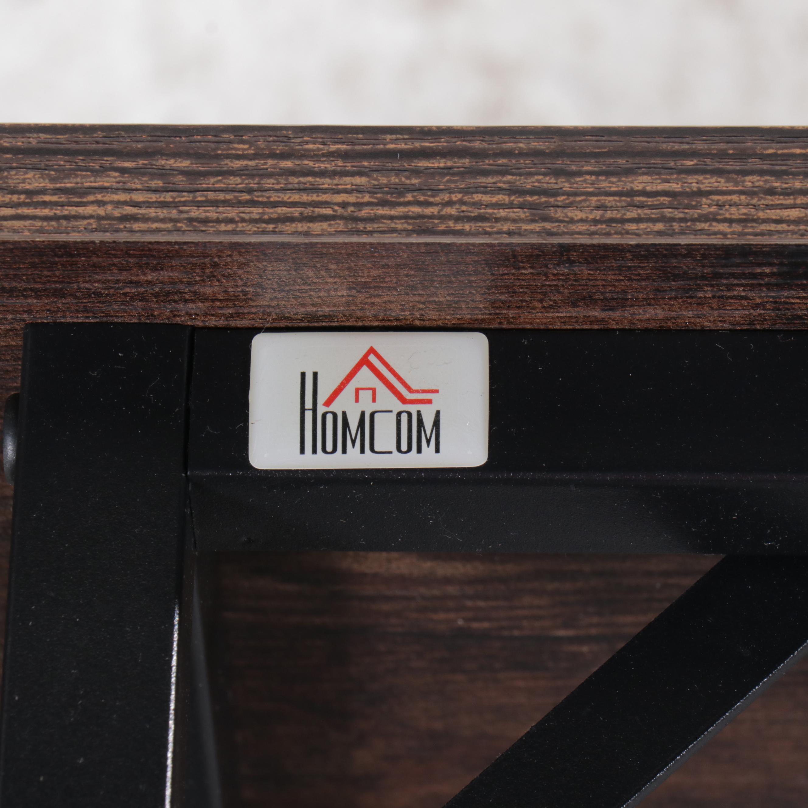 HomCom Contemporary Industrial Style Wood and Metal Kitchen Table and Stools