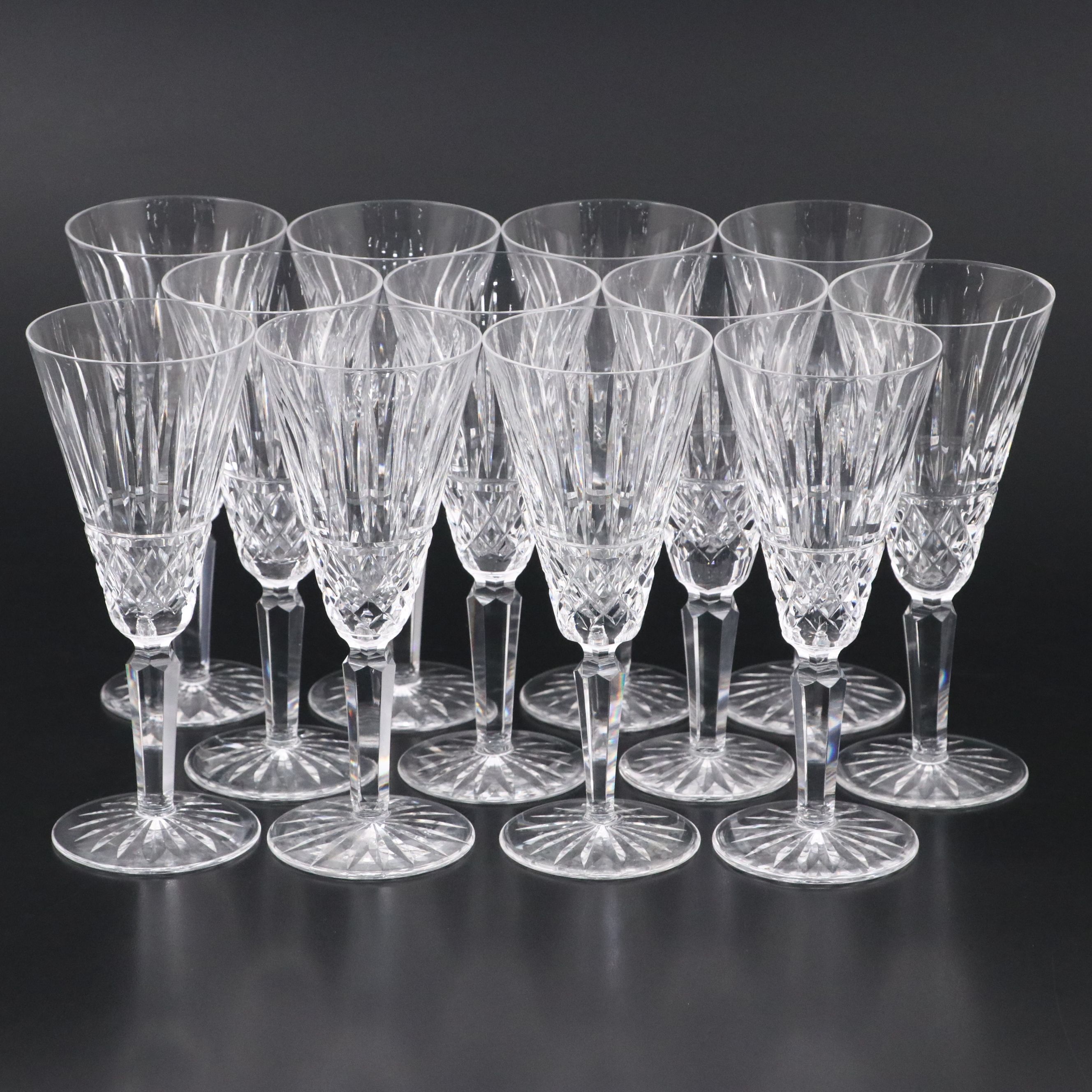 Waterford "Maeve" Crystal Fluted Glasses, Late 20th/Early 21st Century