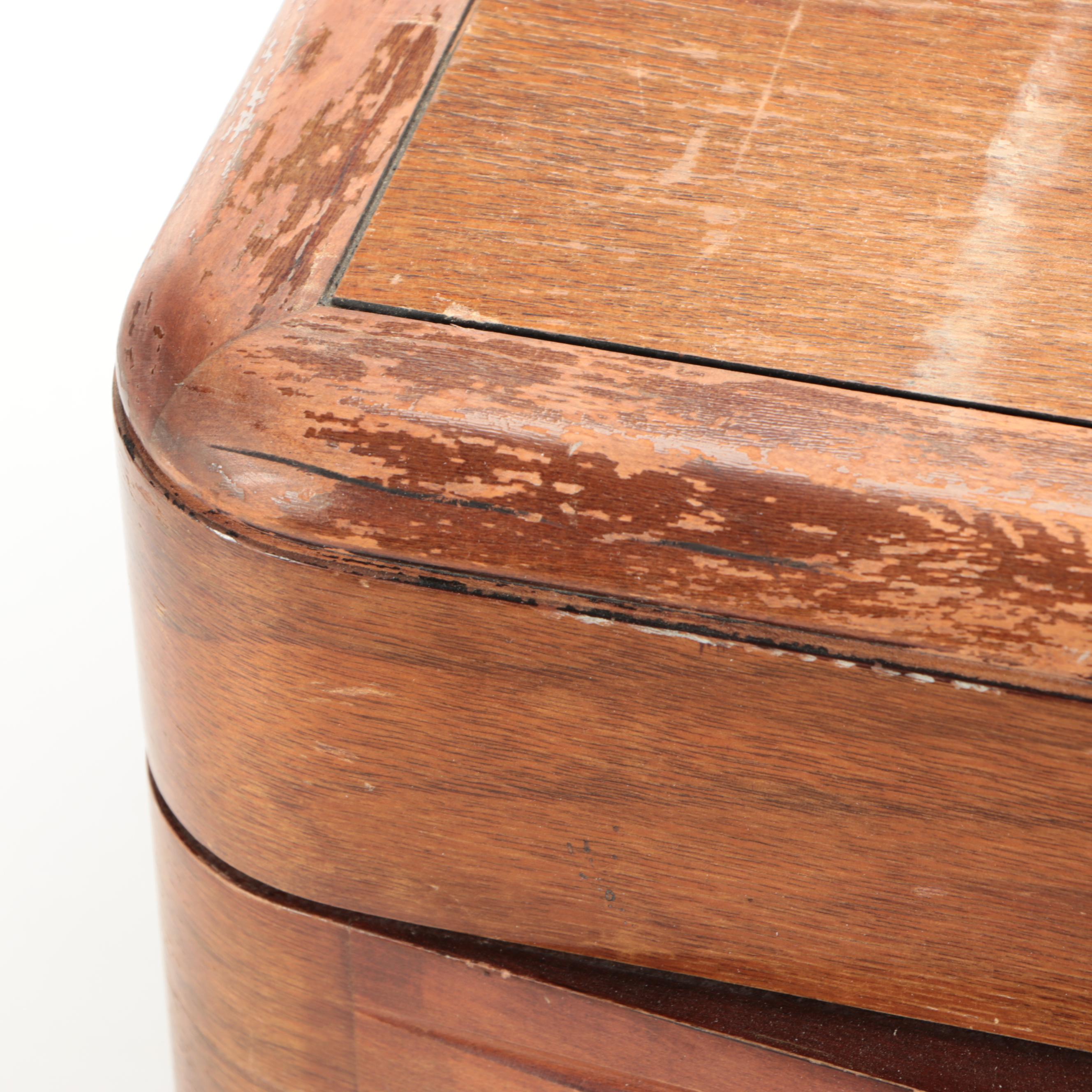 Philco Art Deco Style Wood Tabletop Record Player and Tube Radio, 1940s