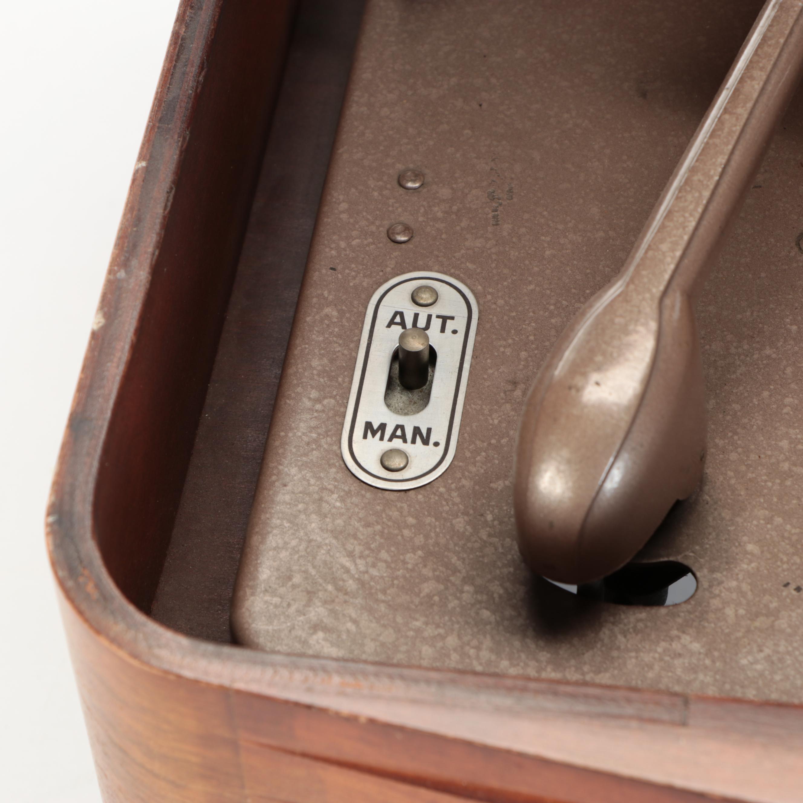 Philco Art Deco Style Wood Tabletop Record Player and Tube Radio, 1940s