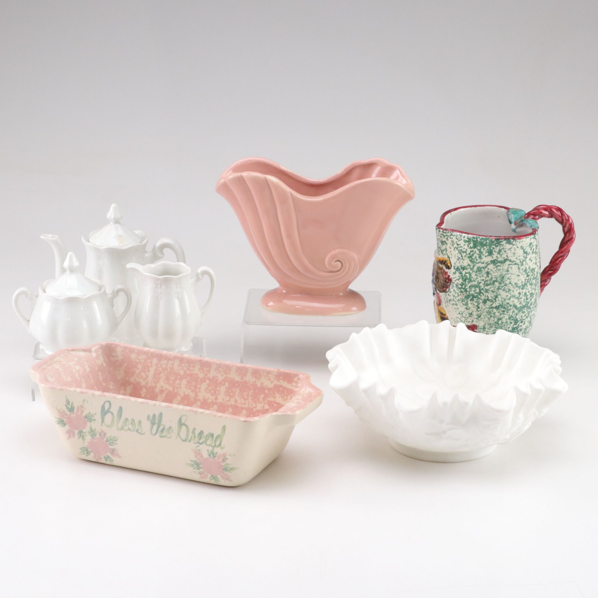 Brush McCoy Vase and Imperial Glass Satin Bowl Featured in Tabletop Collection