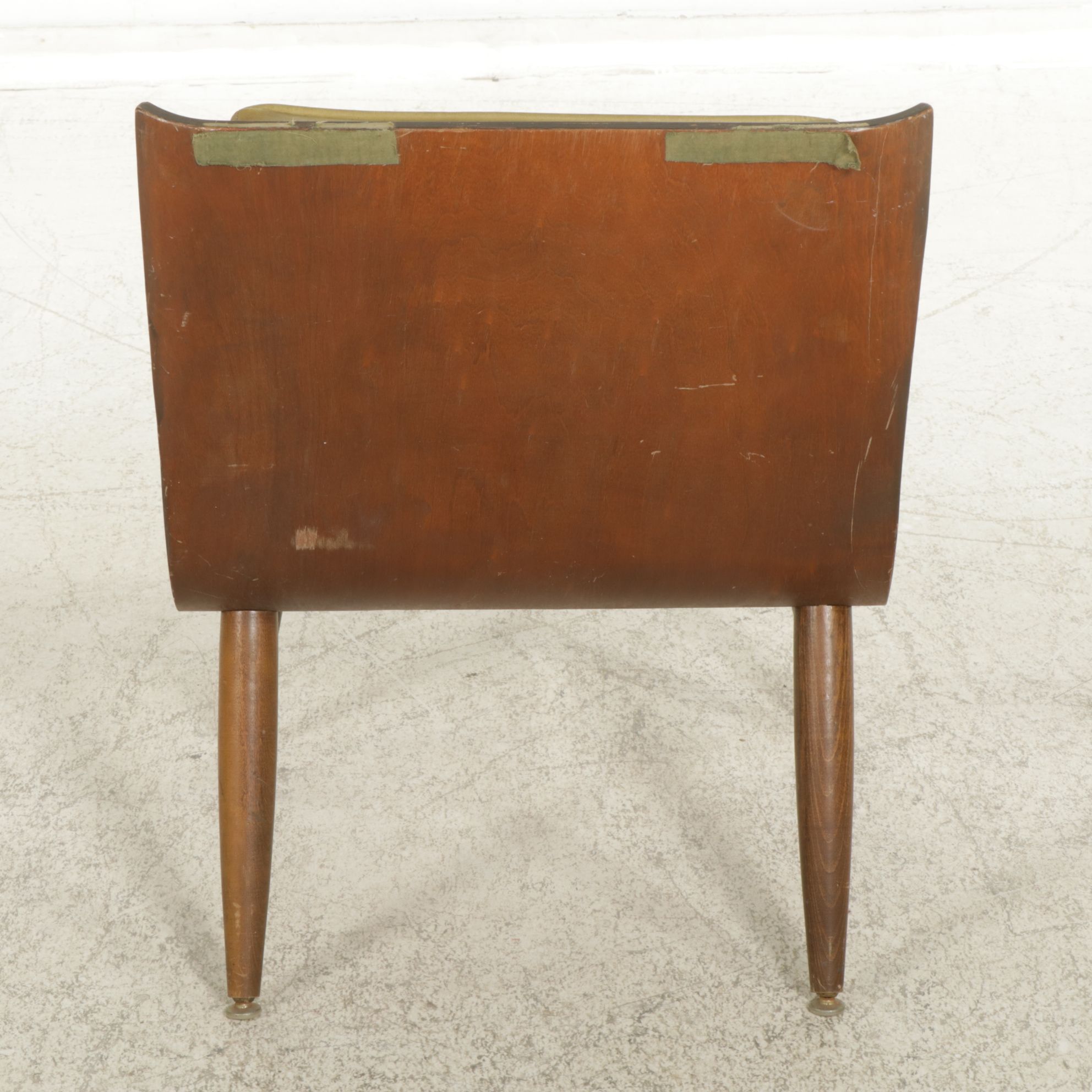 Mid Century Modern Green Vinyl Scoop Lounge Chair, Mid 20th Century