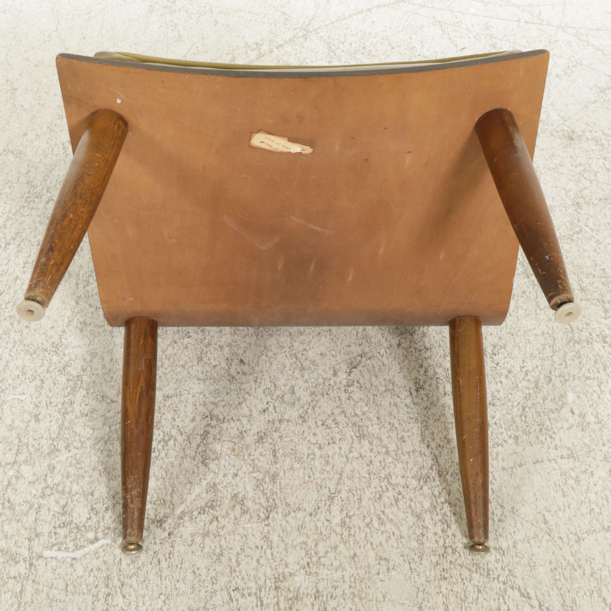 Mid Century Modern Green Vinyl Scoop Lounge Chair, Mid 20th Century