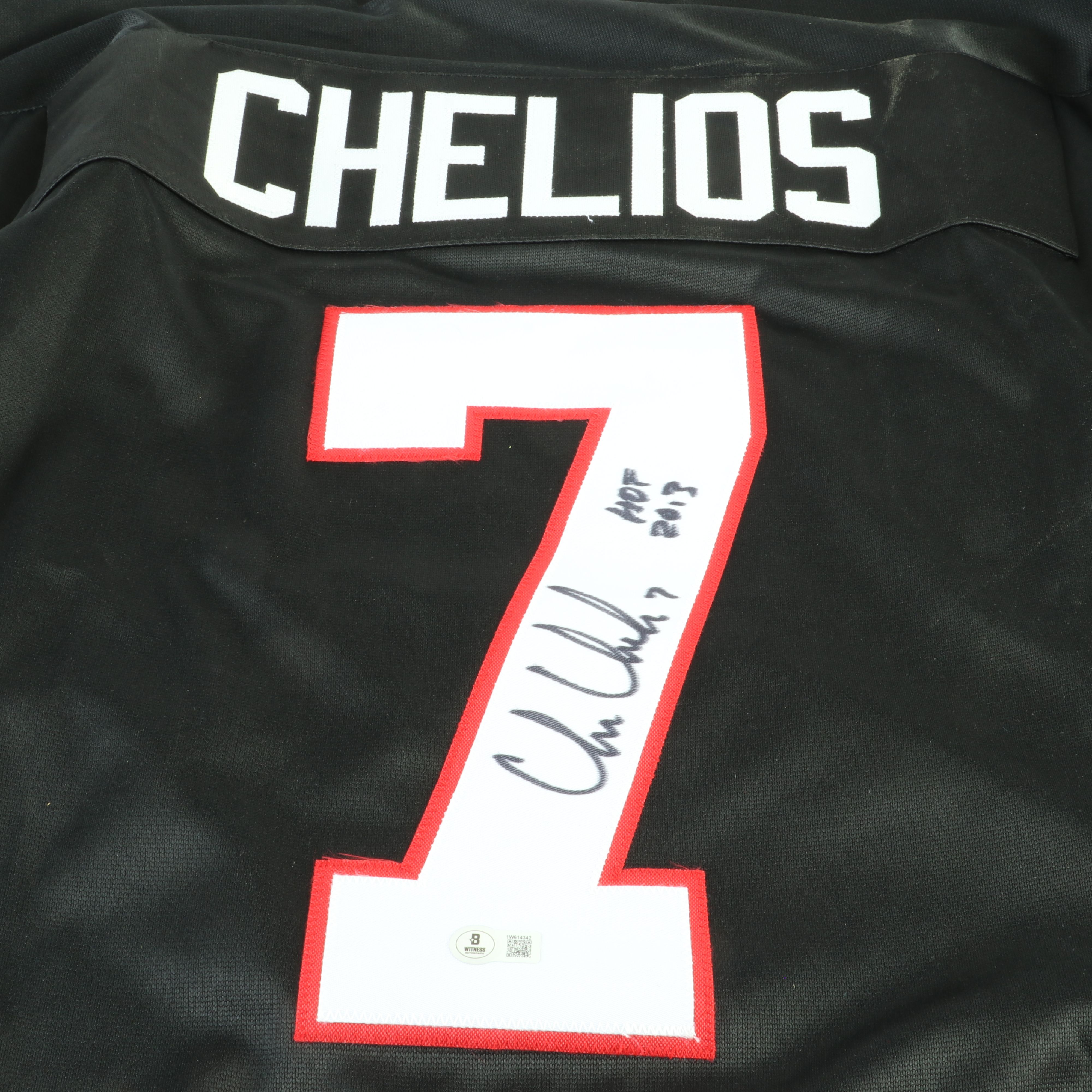 Chris Chelios Signed “HOF 2013” Chicago Blackhawks Hockey Jersey, Beckett