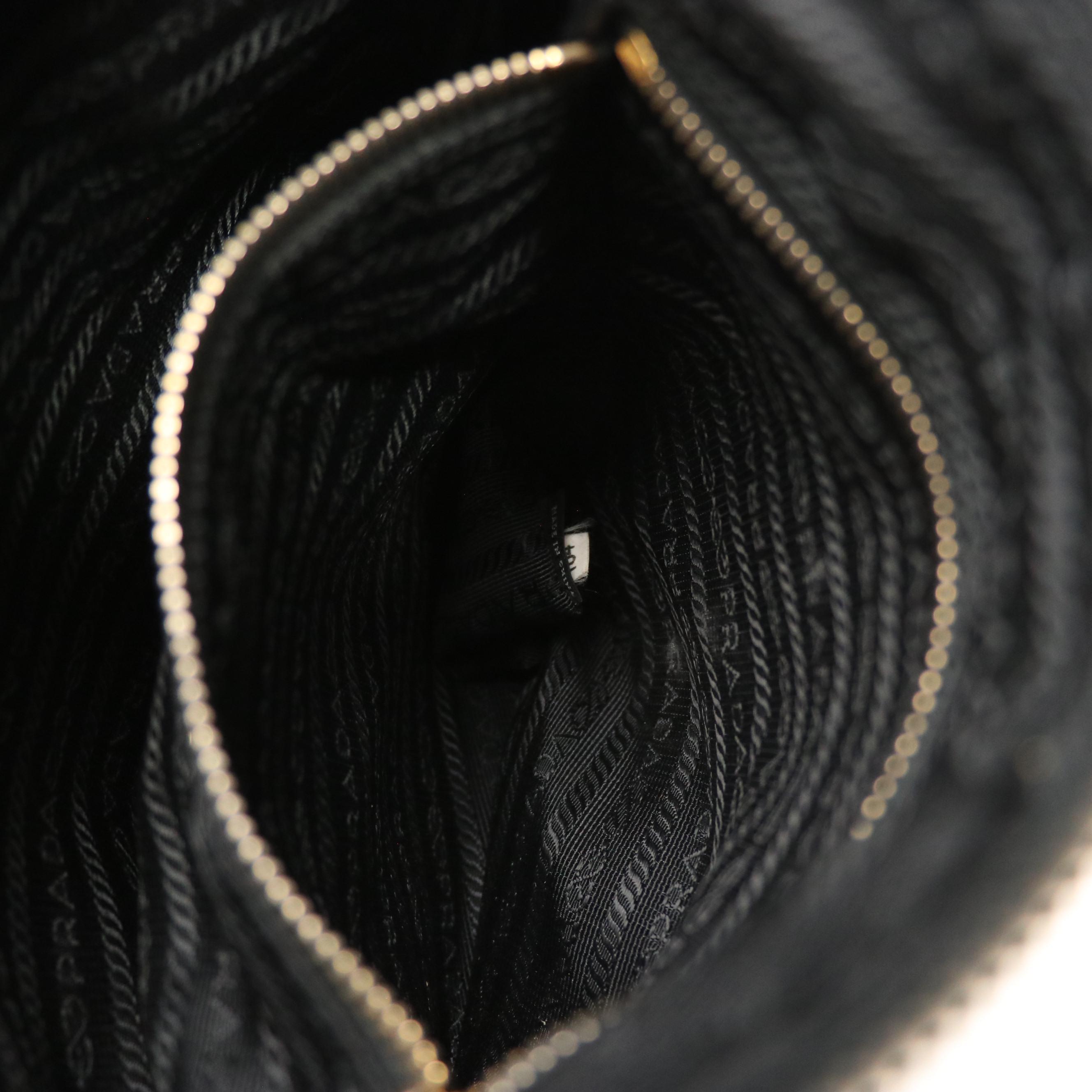 Prada Flat Crossbody Bag in Black Nylon and Leather