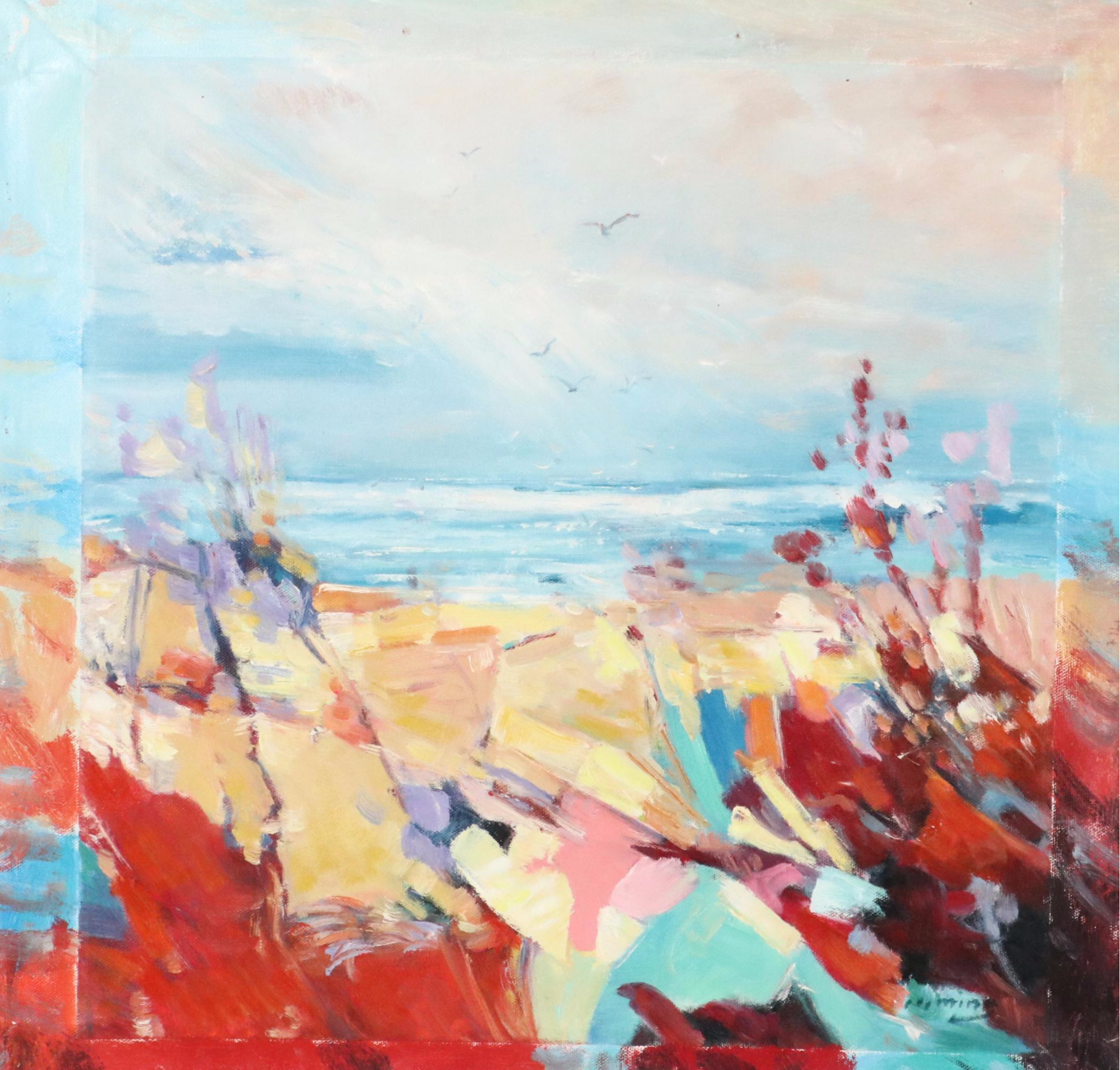 N. Ming Coastal Landscape Oil Painting, 21st Century