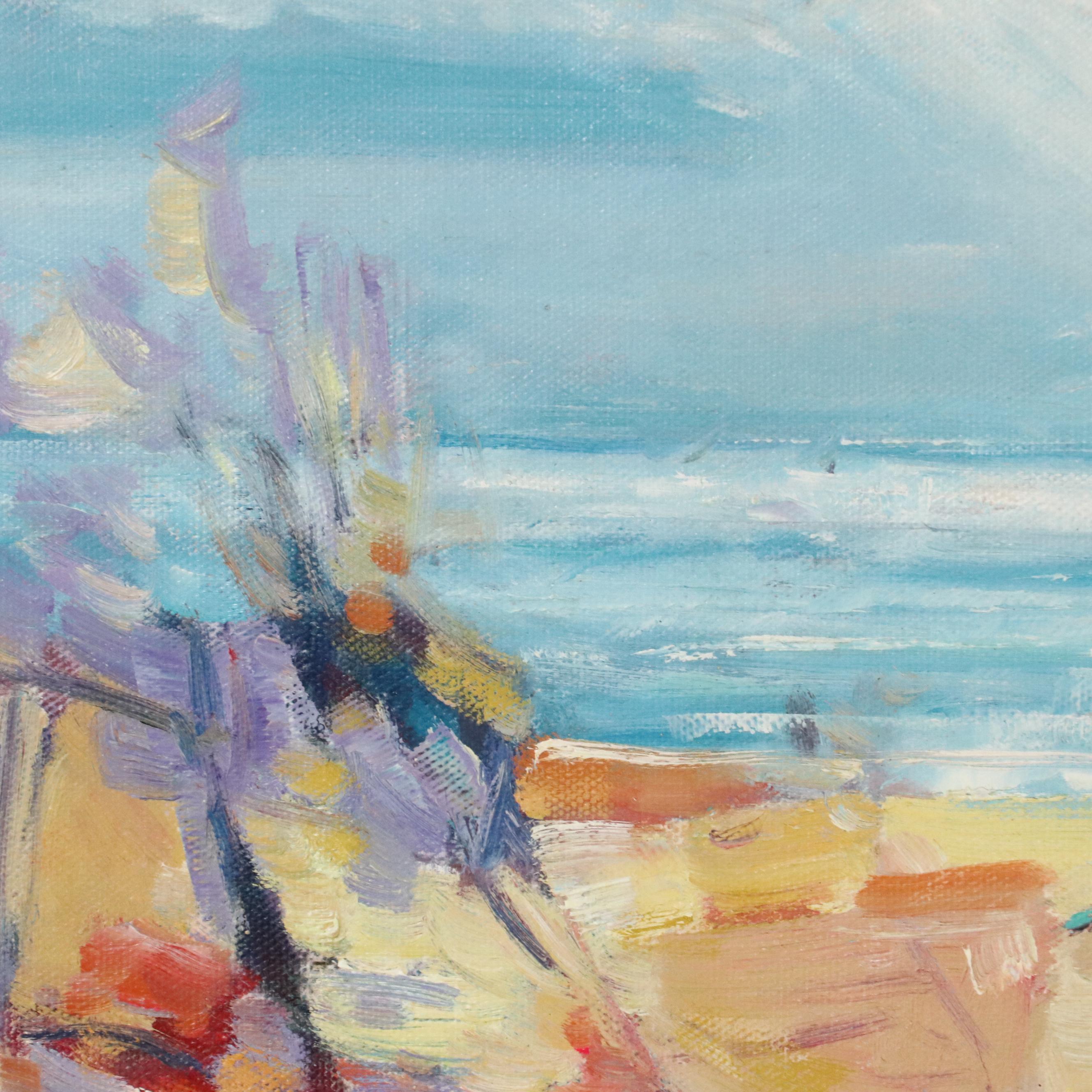 N. Ming Coastal Landscape Oil Painting, 21st Century