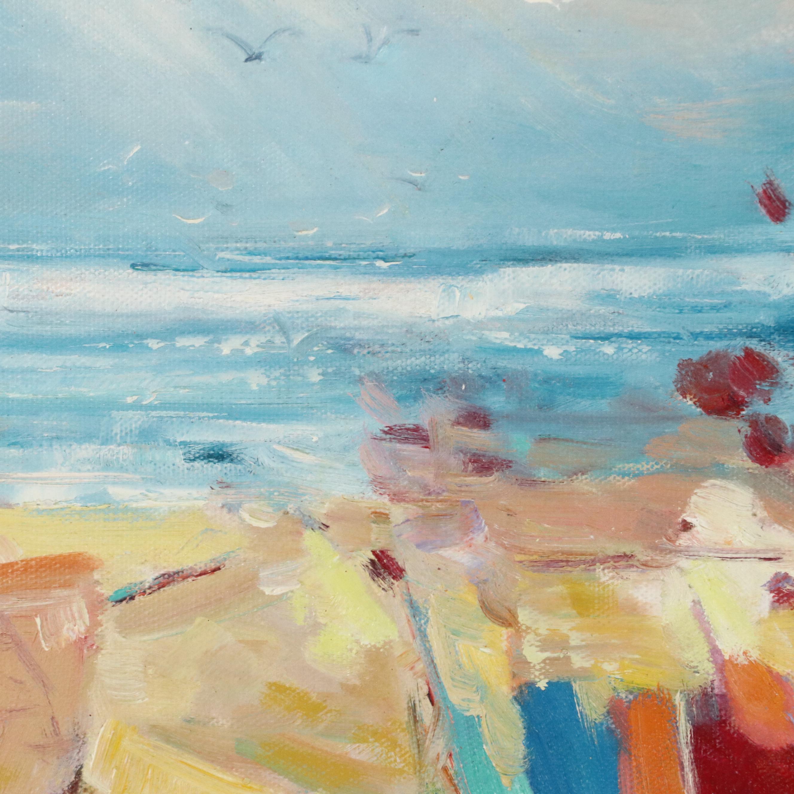 N. Ming Coastal Landscape Oil Painting, 21st Century