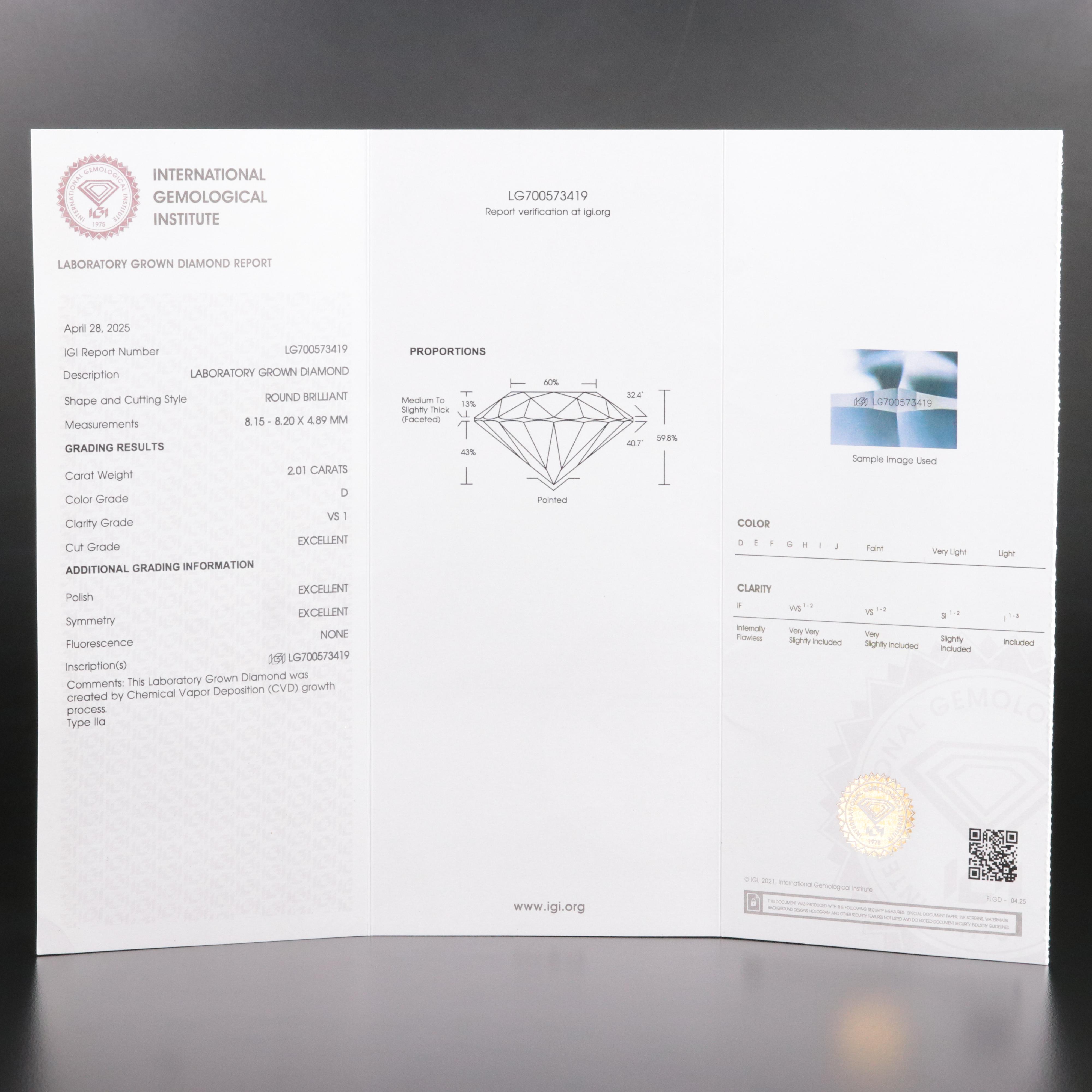 14K 2.95 CTW Lab Grown Diamond Ring with IGI Report