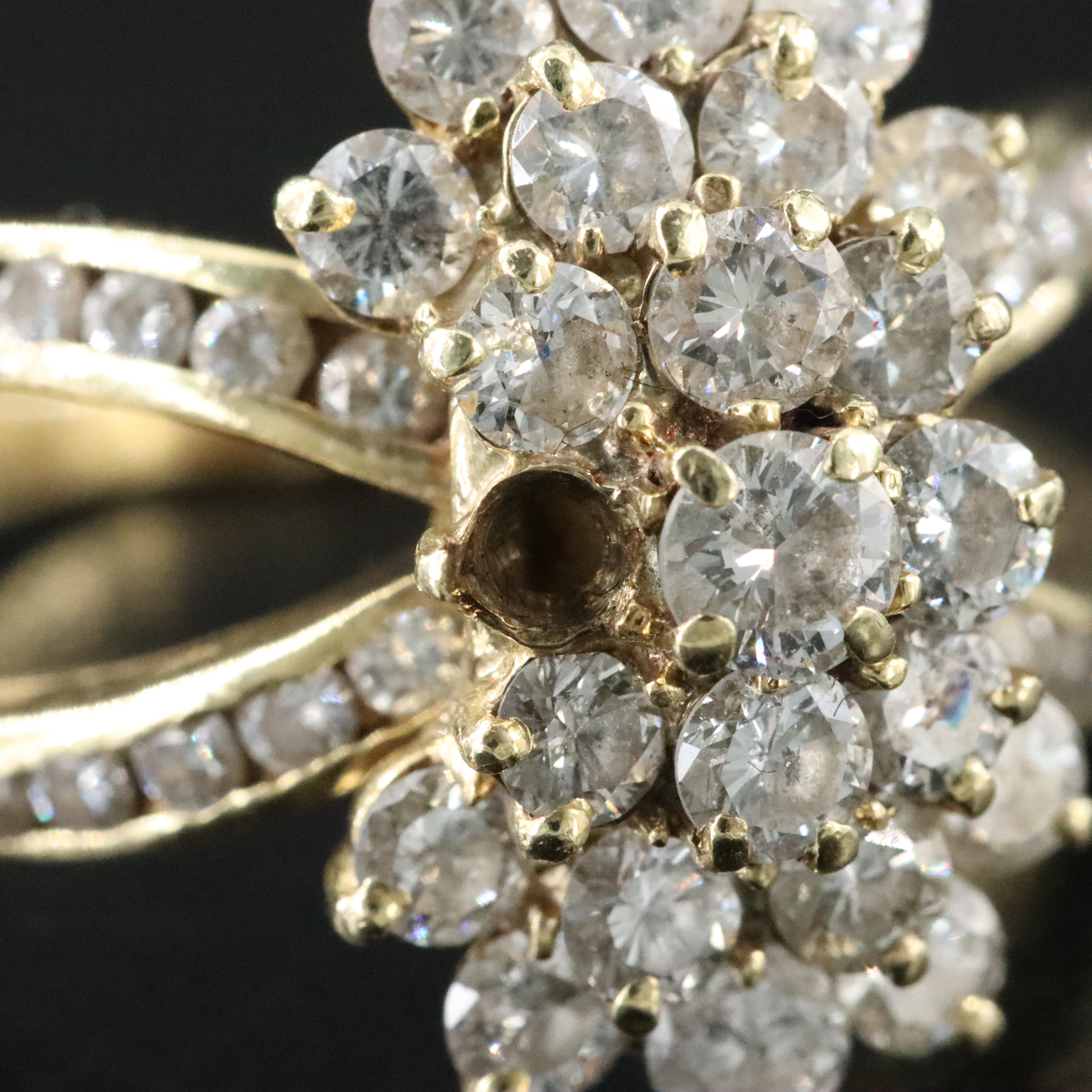 14K 2.90 CTW Diamond Cluster Ring