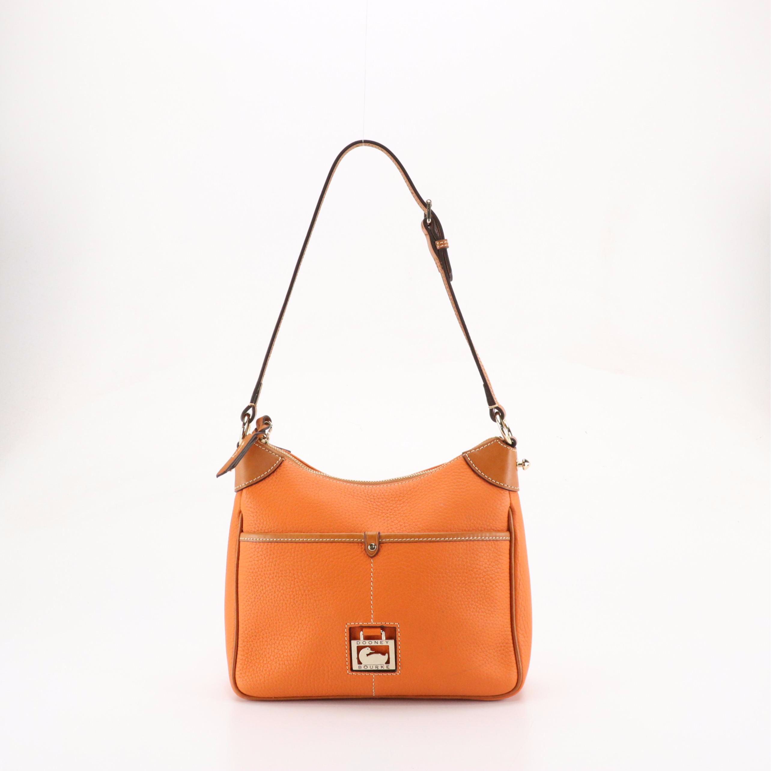 Dooney & Bourke Kimberly Convertible Bag in Orange Pebble Grained Leather