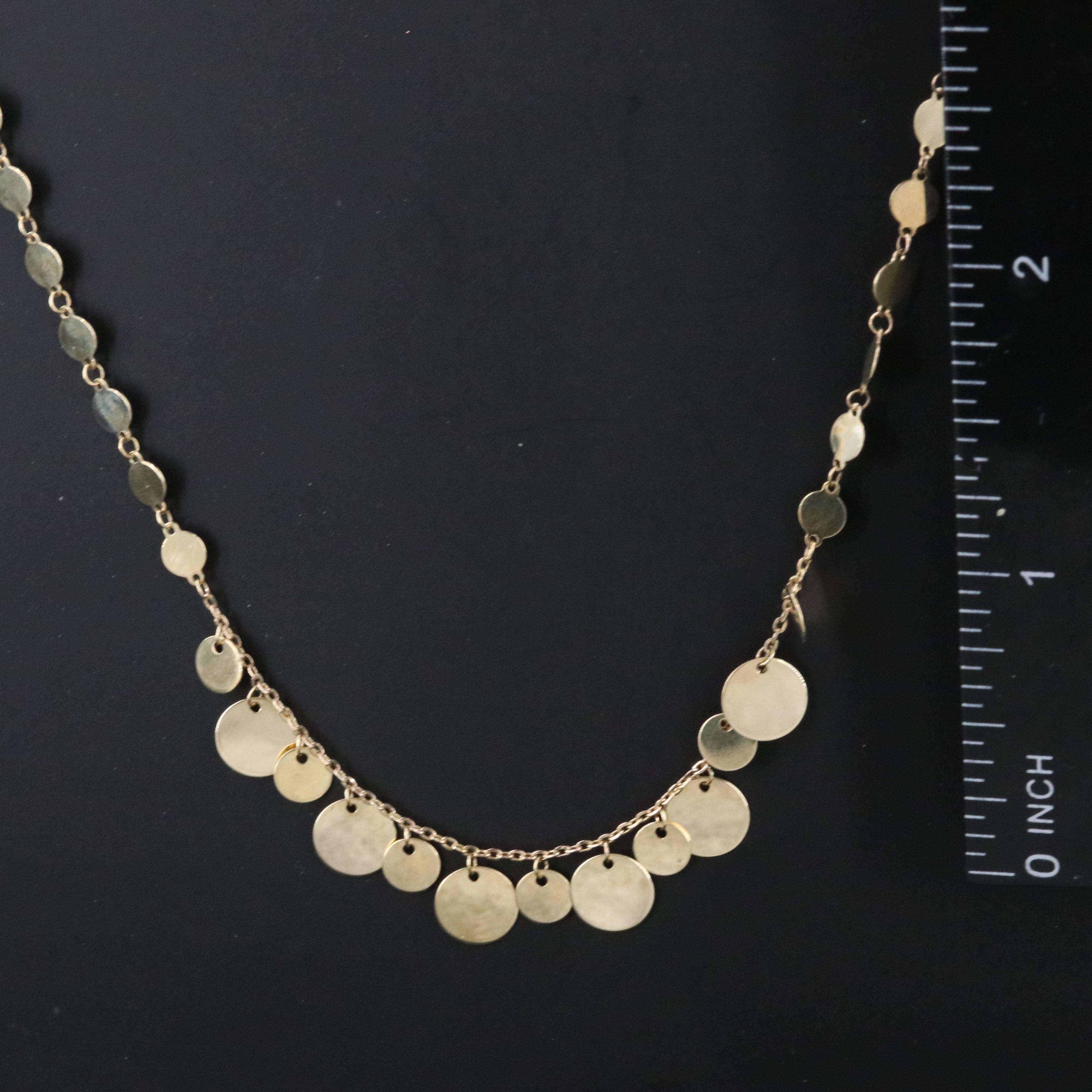 10K Disc Fringe Necklace