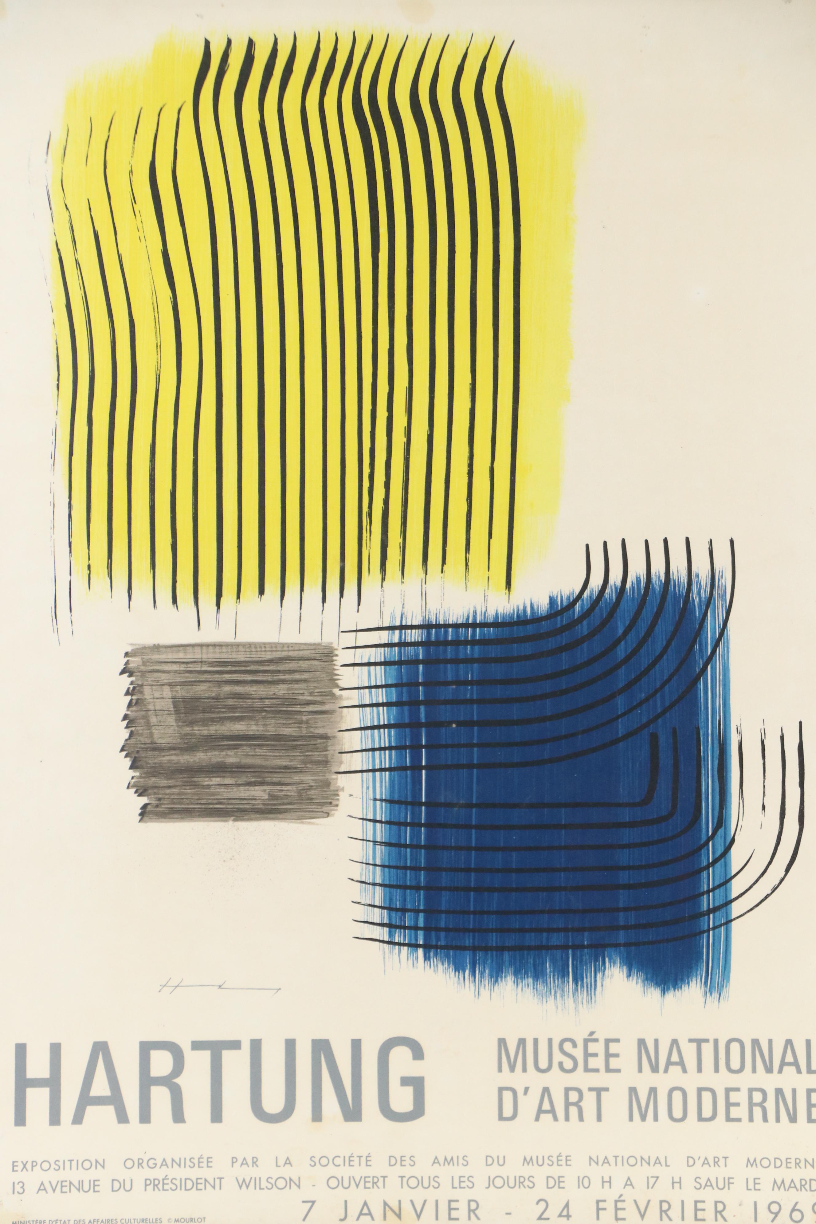 Color Lithograph Exhibition Poster After Hans Hartung, 1969