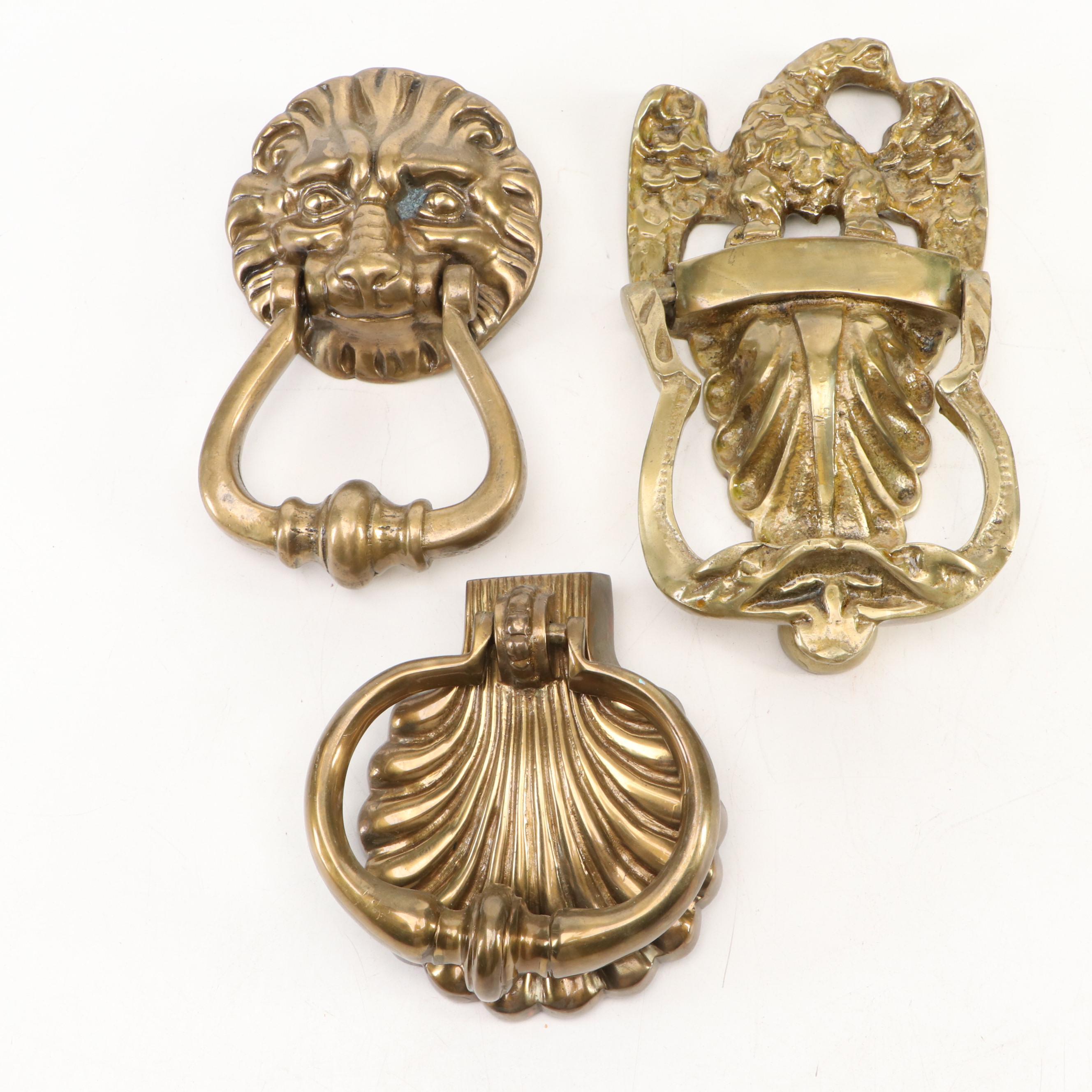 Federal and Victorian Style Brass Door Knockers, Mid to Late 20th Century